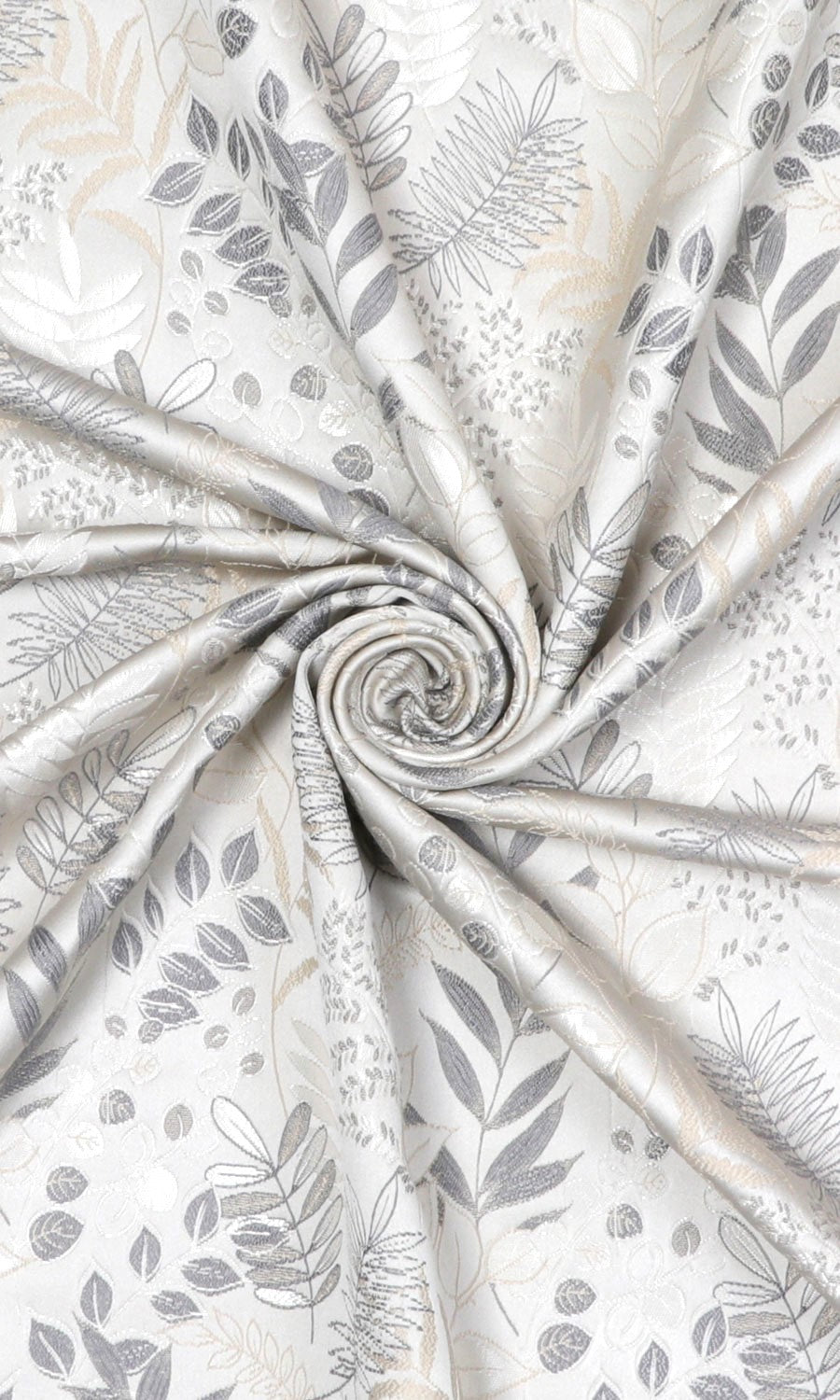 Botanical Fabric Material By the Yard (Pale Grey/ Warm White)