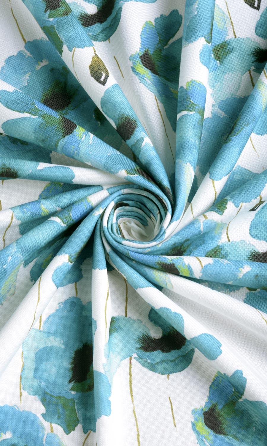 Water Lilies Floral Fabric Sample for Curtains & Drapes (Blue)