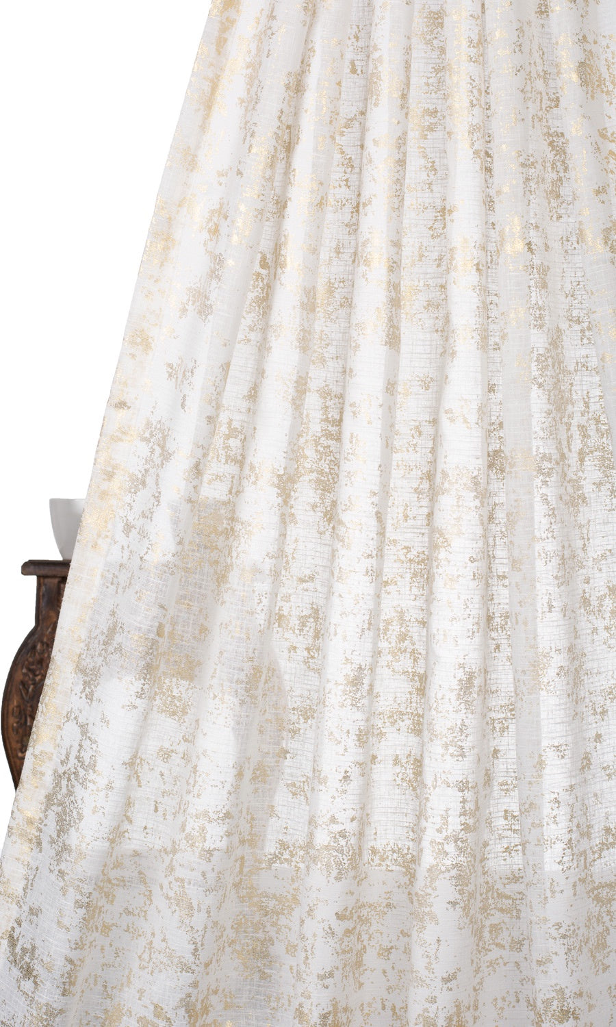 Textured Semi-Sheer Home Textile Fabric Material By the Yard (Cream/ Golden)