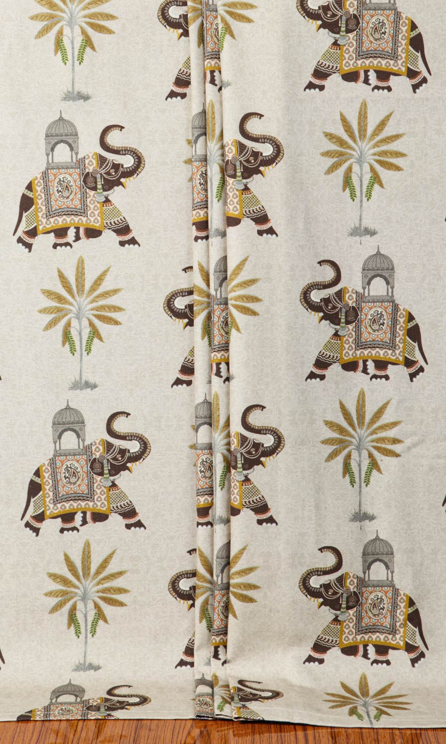 Printed Cotton Window Treatments Fabric By the Yard (Beige/ Brown)