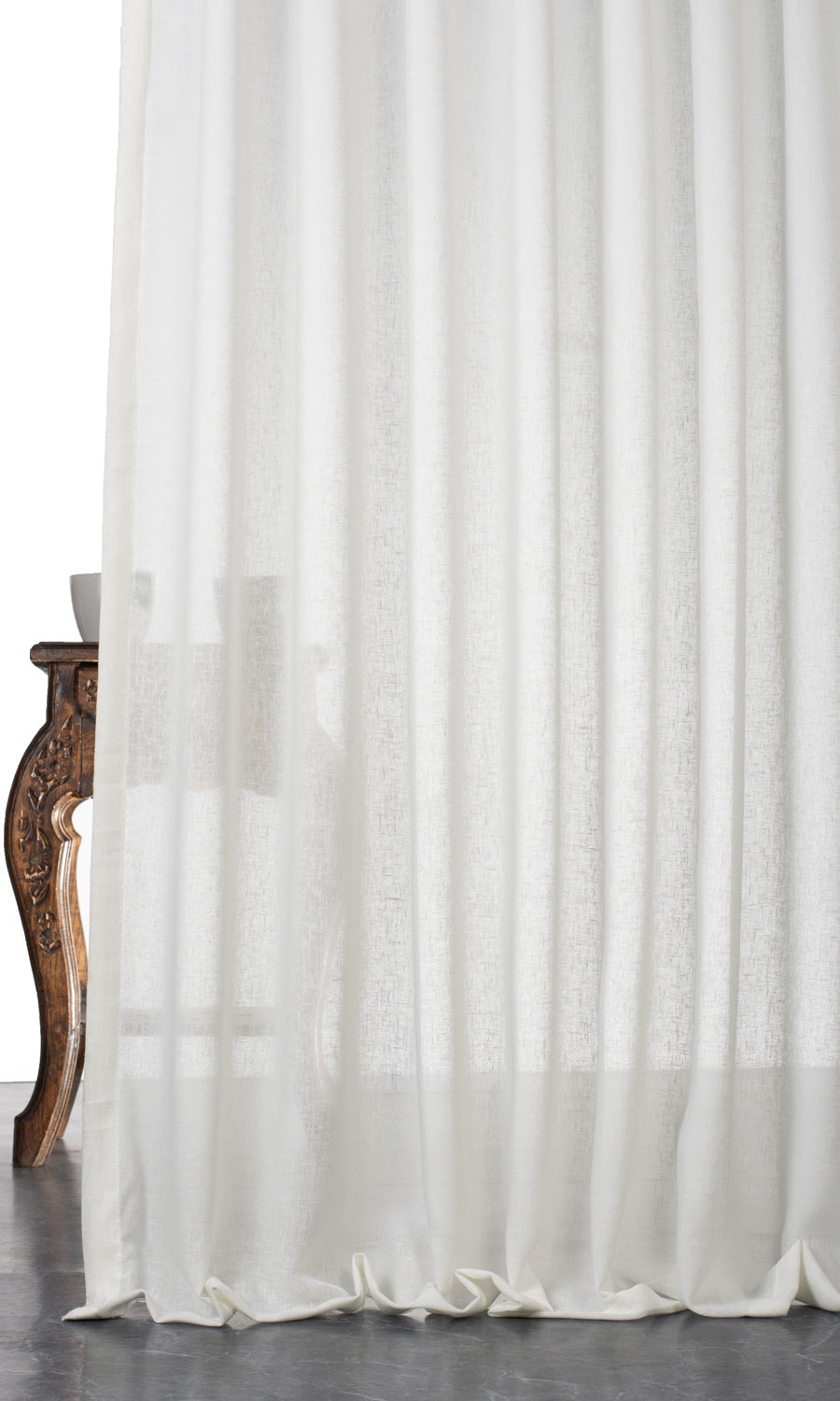 Plain Linen-Texture Sheer Window Treatments Fabric Sample (White)