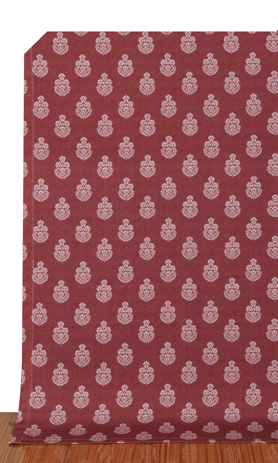 Floral Cotton Window Treatments Fabric By the Yard (Maroon Red)