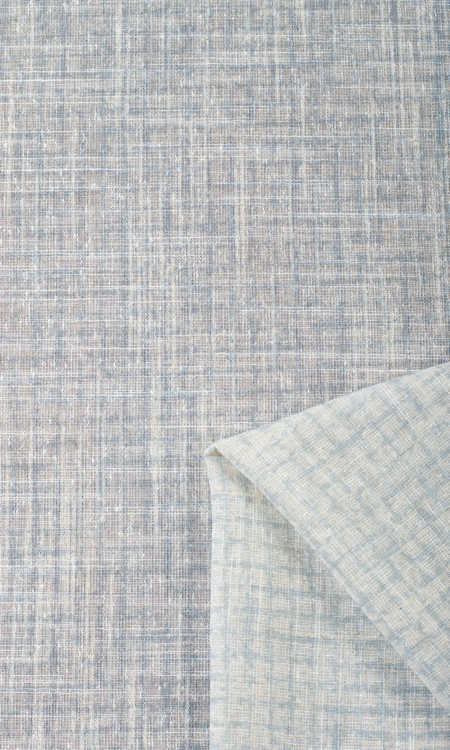 Checked Sheer Fabric Material By the Yard (White/ Turquoise Blue)