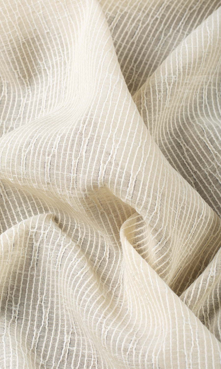 Textured Sheer Home Textile Fabric Material By the Yard (Ivory-Beige)