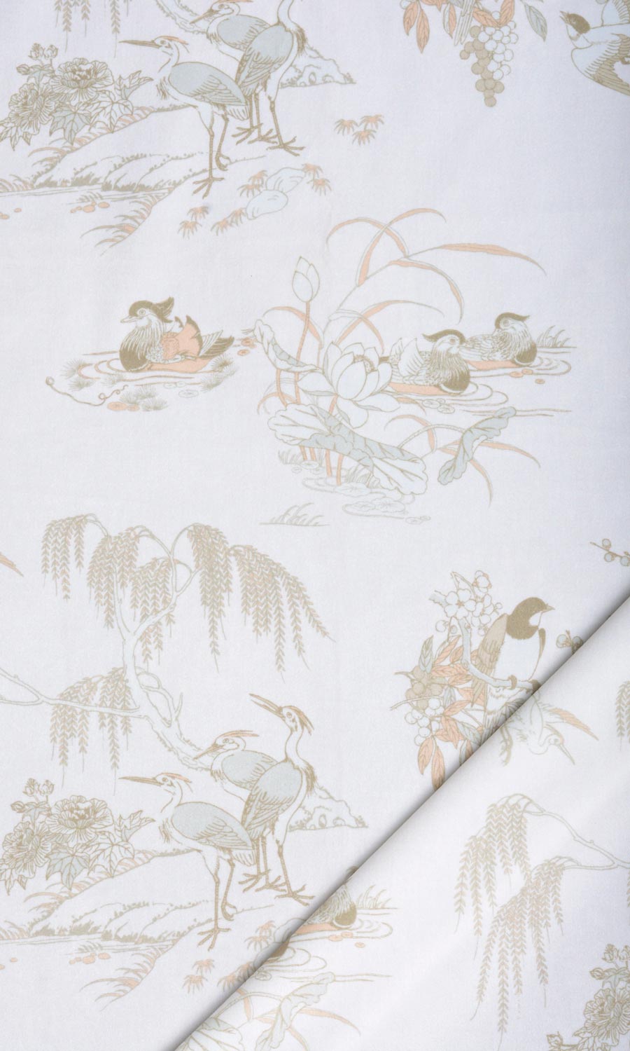 Chinoiserie Toile Velvet Home Textile Fabric Material By the Yard (White/ Ivory)