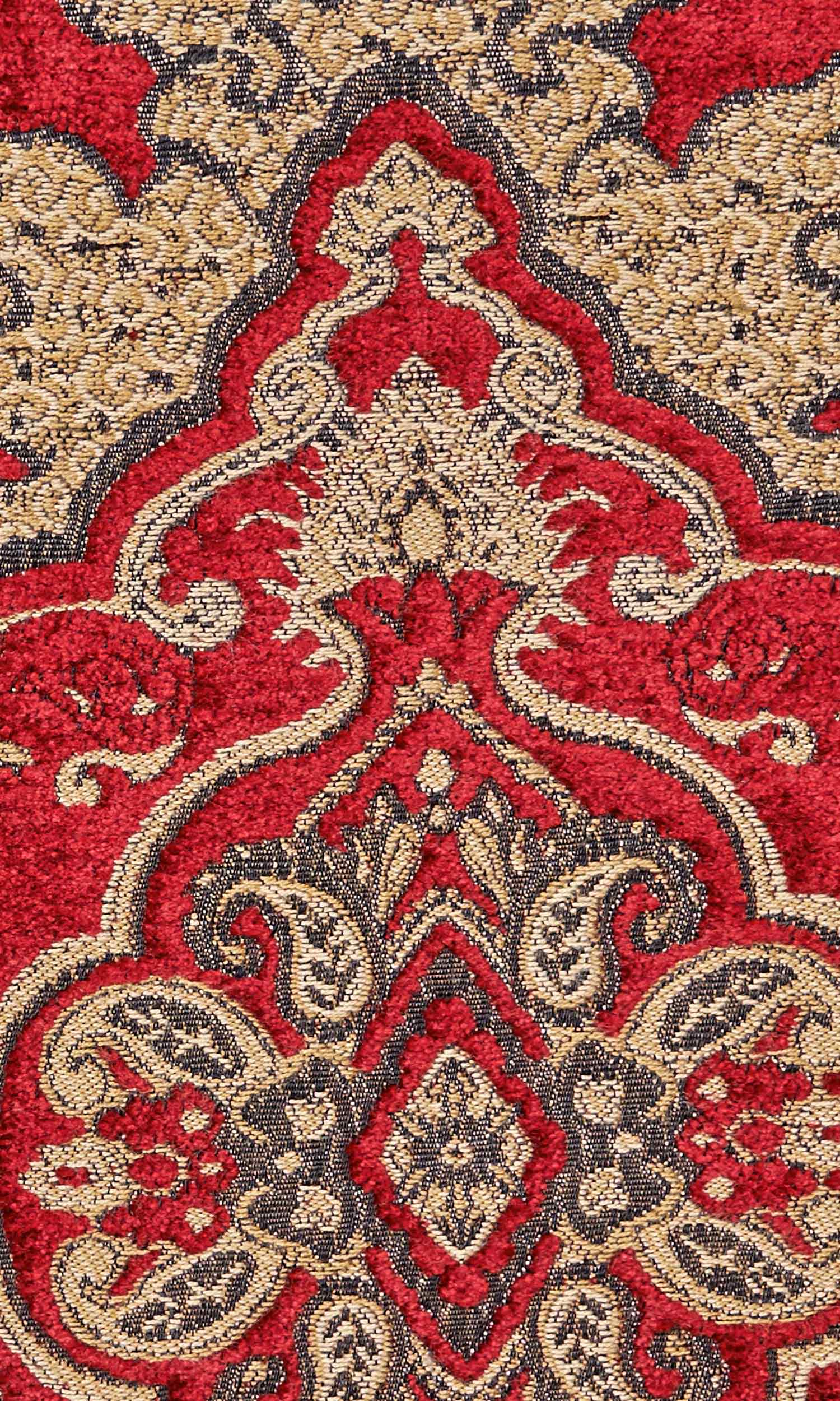 Damask Velvet Pinch Pleat, Rod Pocket, Eyelet Curtains (Beige/ Brown/ Red)