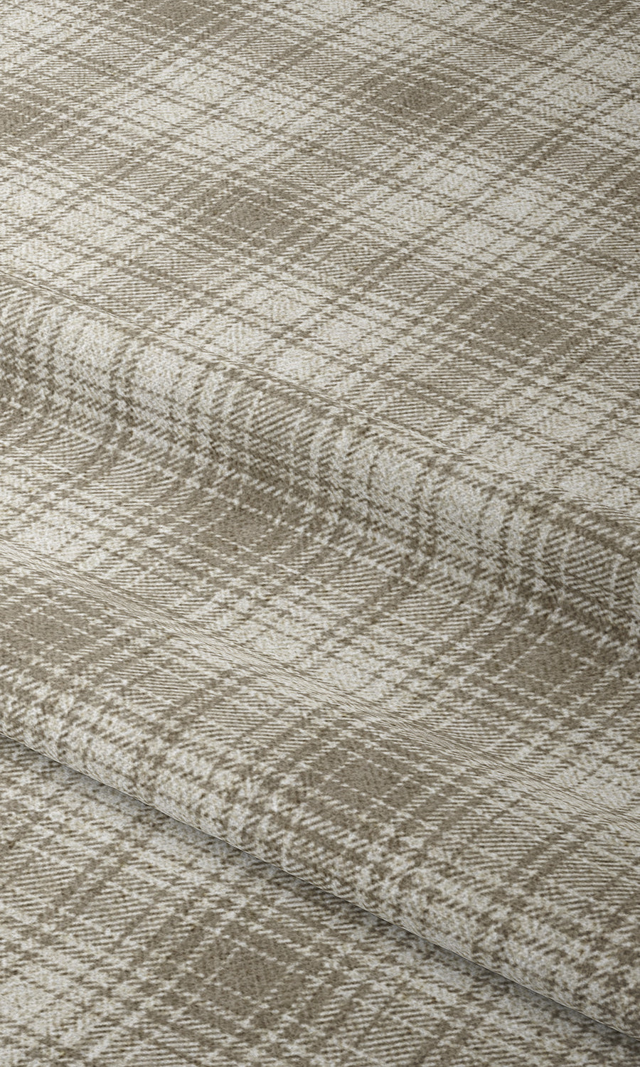 Plaid Patterned Fabric Material By the Yard (Beige/ White)
