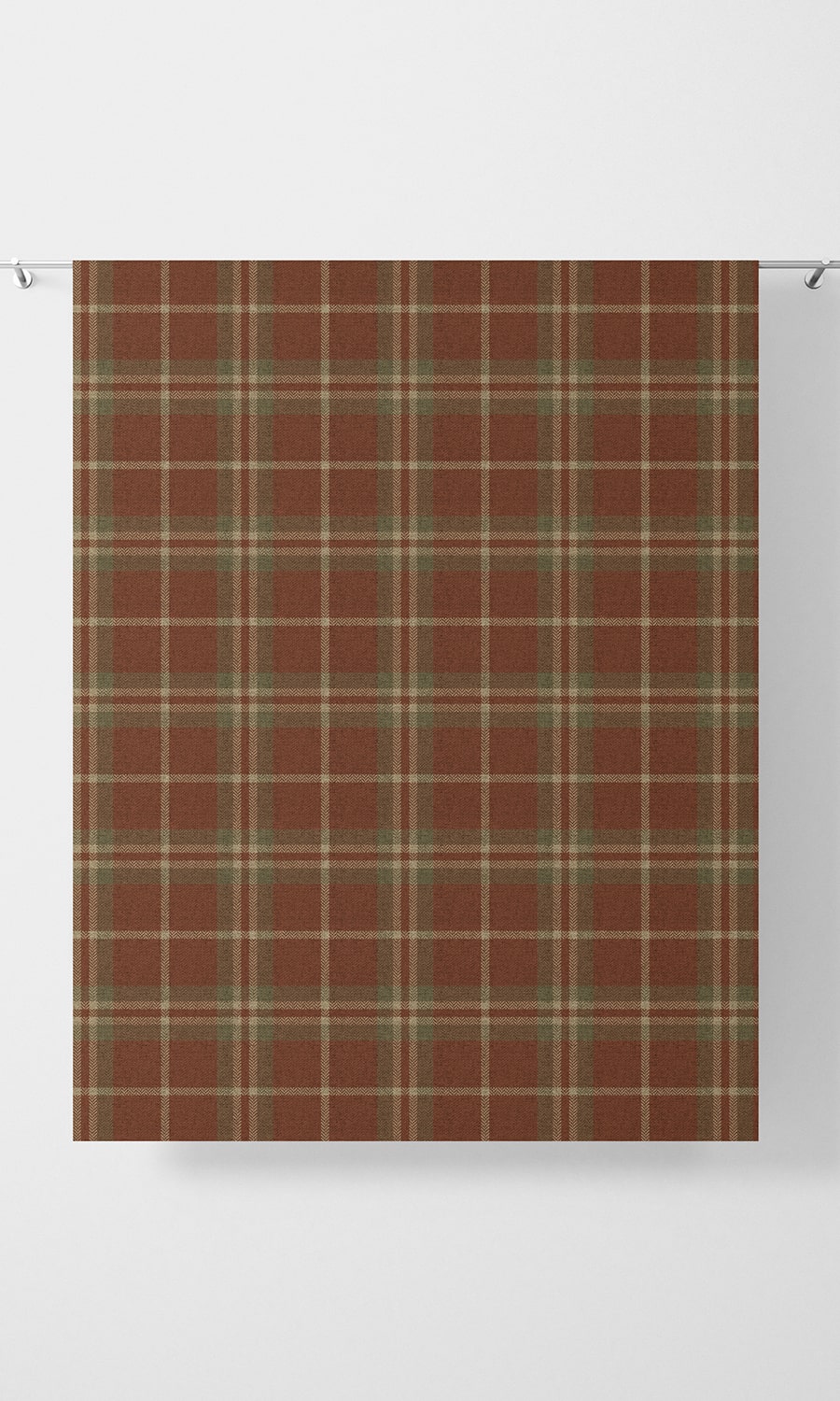 Check Print Home Décor Fabric By the Yard (Brick Red/ Green)