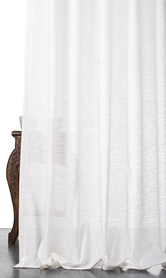 Textured Semi-Sheer Home Décor Fabric By the Yard (White)