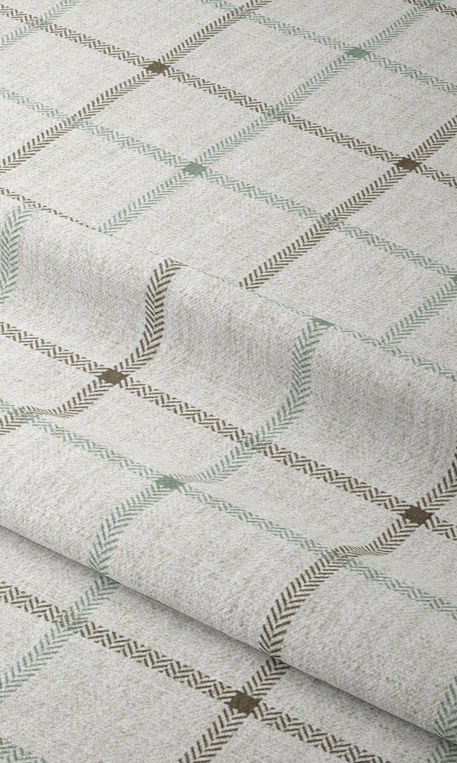 Check Patterned Window Treatments Fabric By the Yard (Parchment White/ Blue)