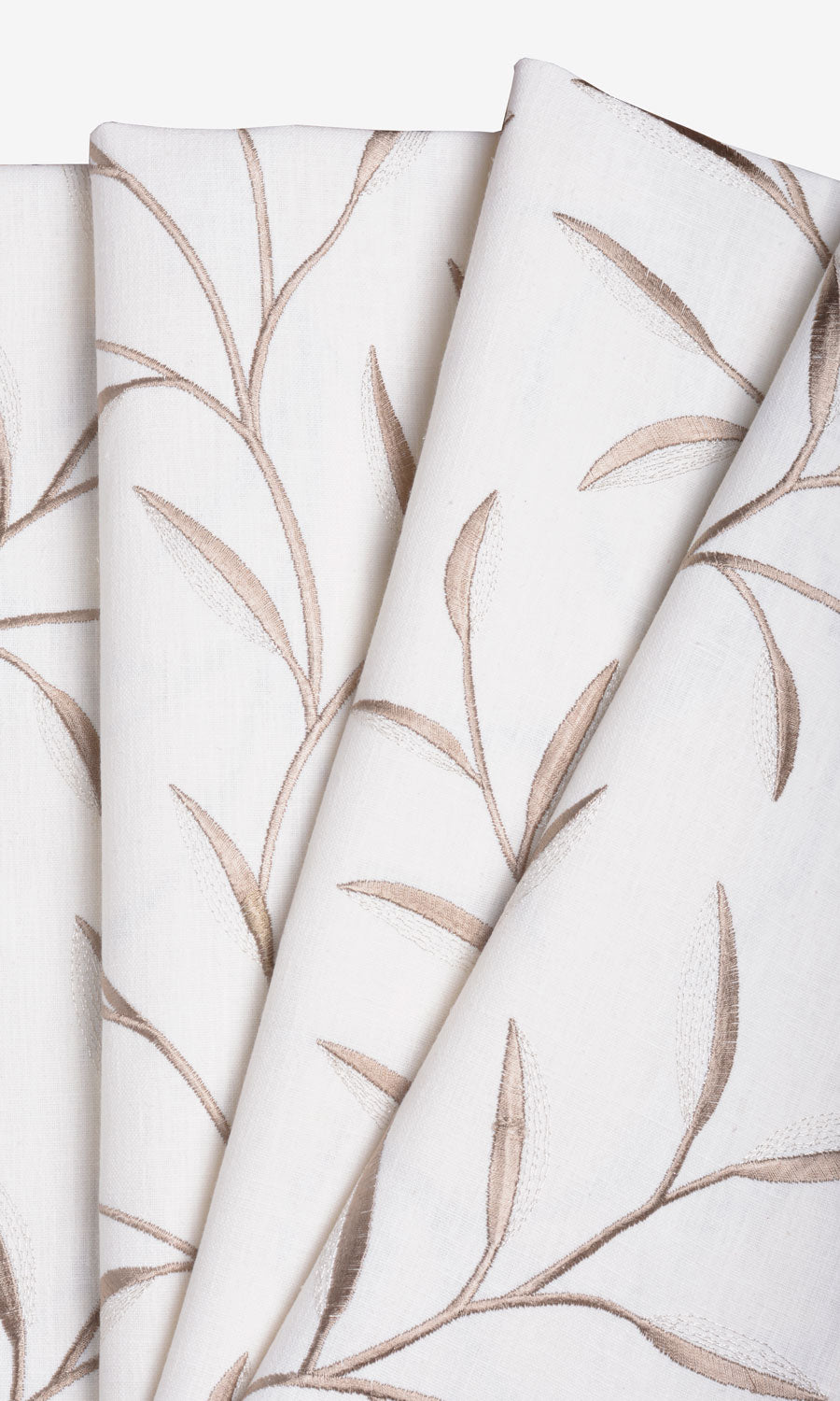 Floral Embroidery Fabric Sample for Curtains & Drapes (Cream)
