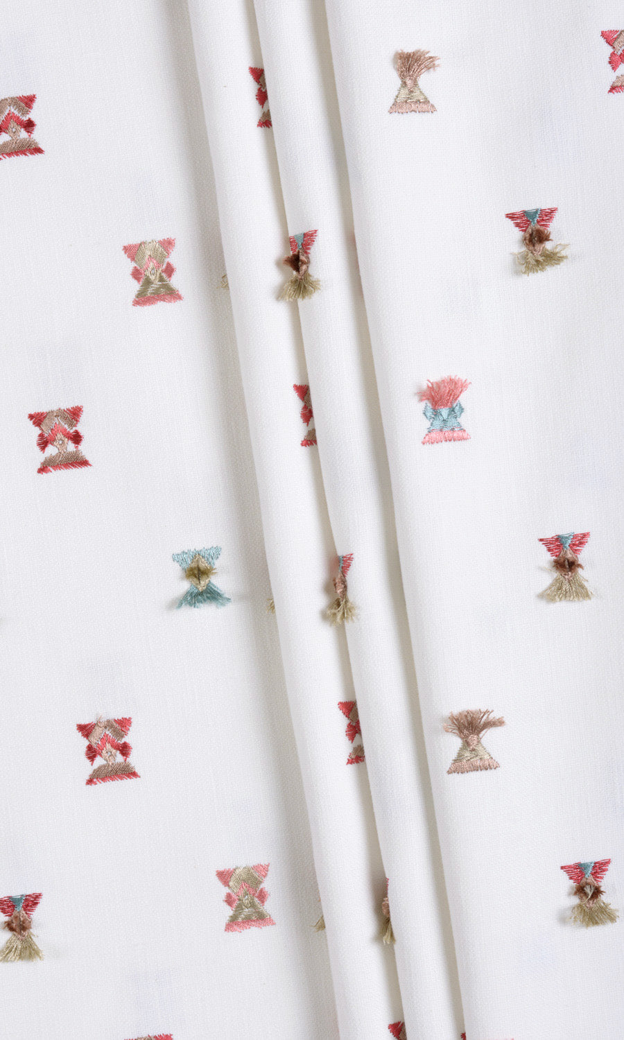 Embroidered Fabric Material By the Yard (Red/ Pink/ Blue/ White)