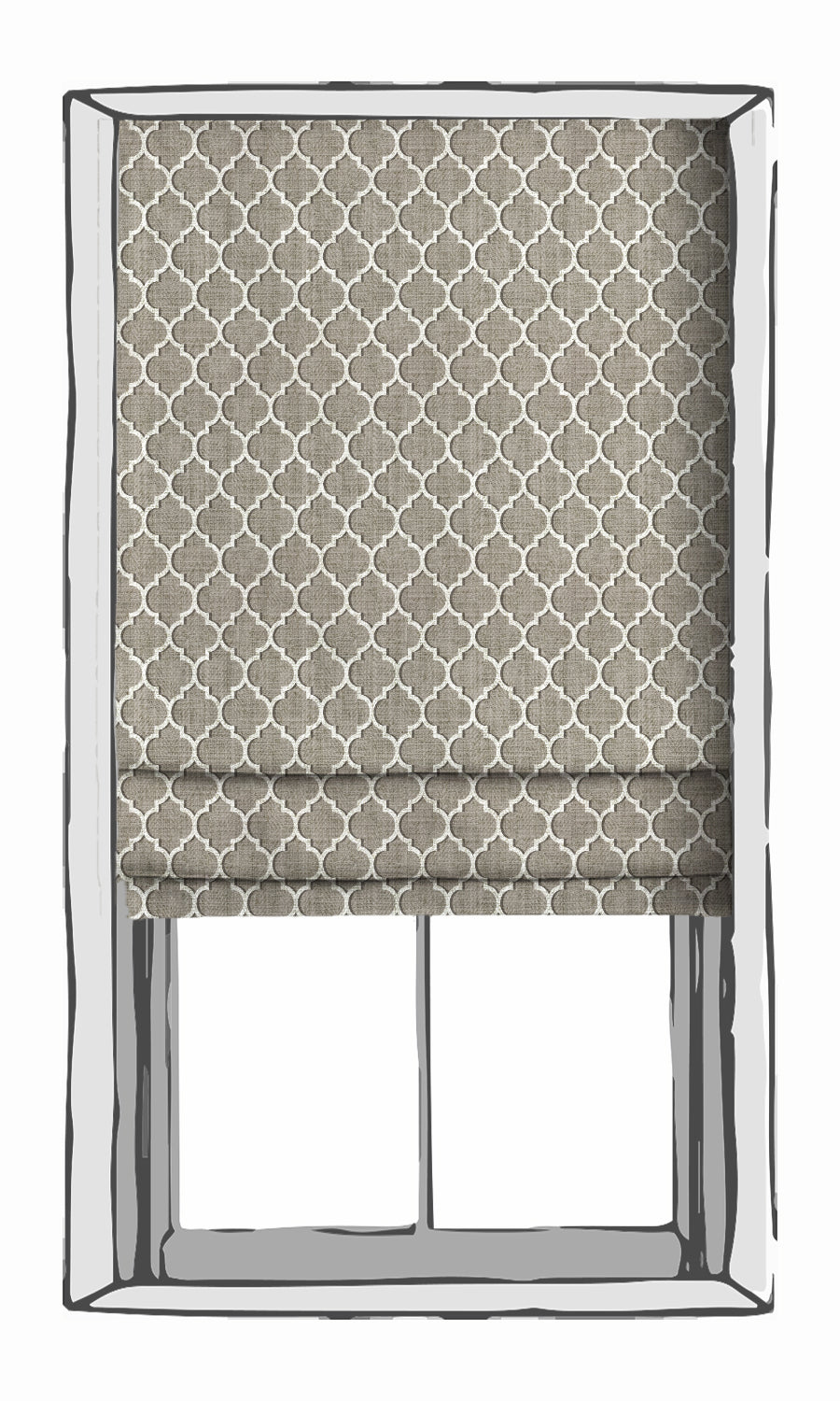 Trellis Tile Print Free Fabric Material Sample (Grey/ White)
