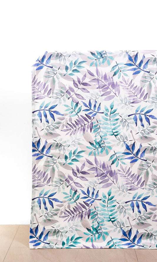 Floral Cotton Home Décor Fabric By the Yard (Purple/ Blue/ Gray)