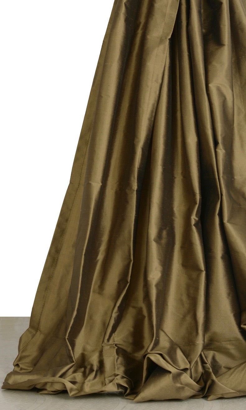Shantung Silk Window Treatments Fabric Sample (Dark Olive Green)
