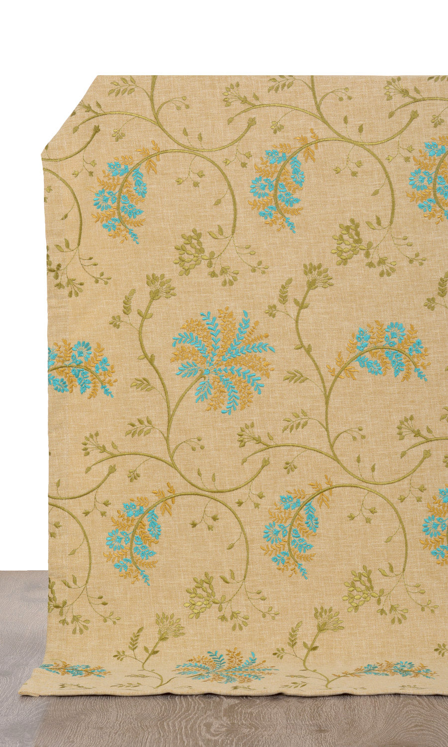 Floral Embroidery Window Treatments Fabric By the Yard (Beige/ Brown/ Green/ Blue)