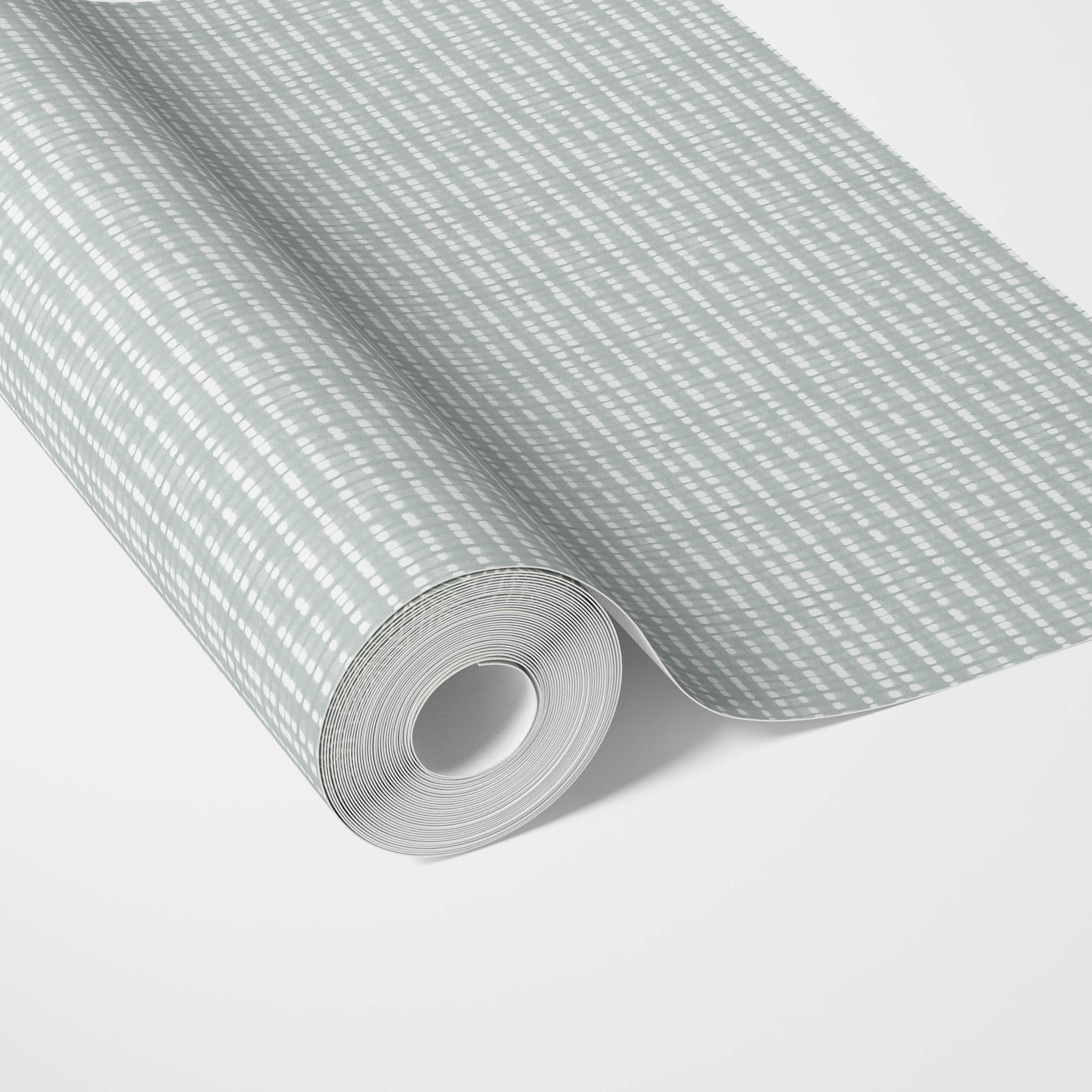 Textured Shibori Effect Striped Traditional Wallpaper (Blue/ White)