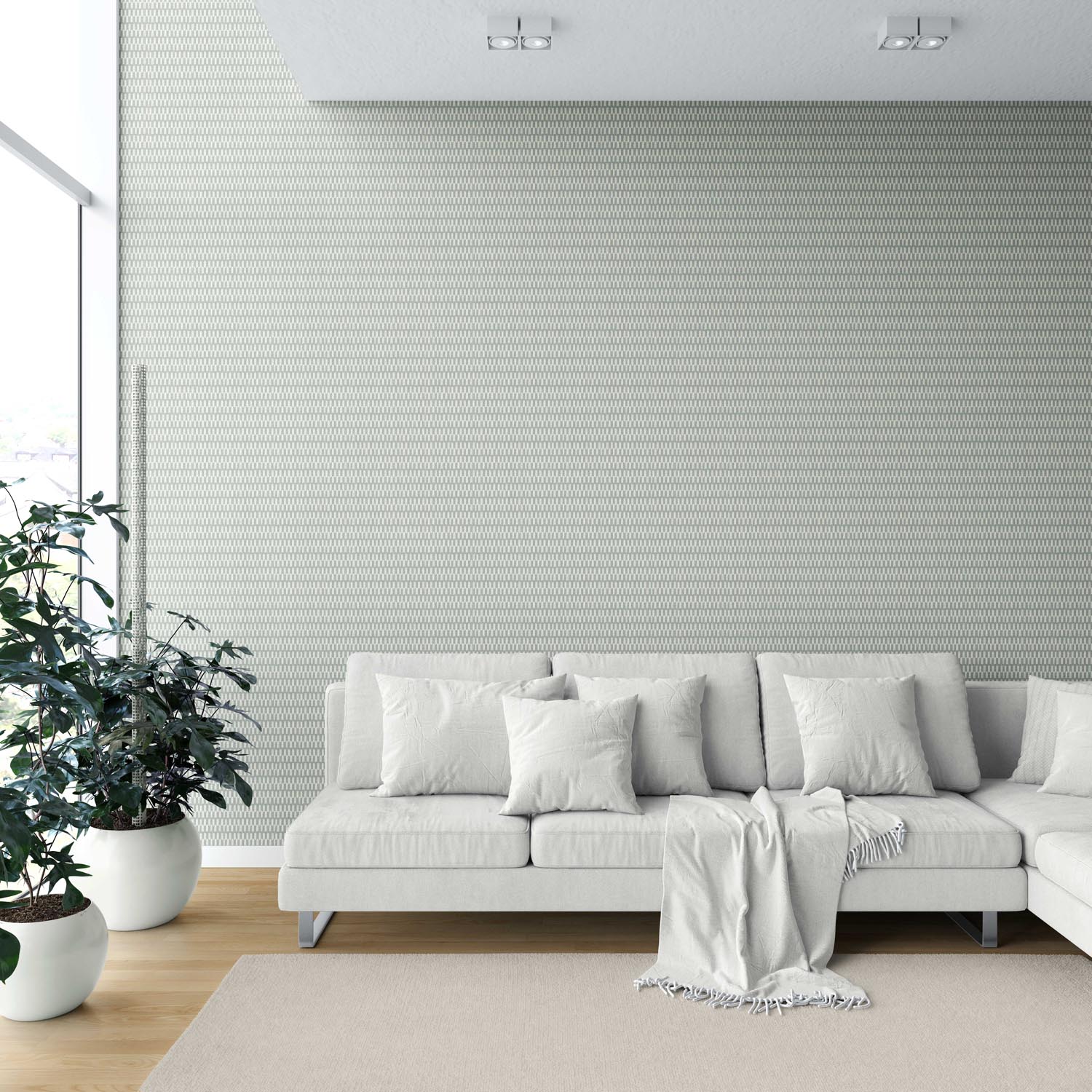 Modern Neutral-Toned/ Micro-Patterned Shower Toilet Wallpaper (Sage Gray)
