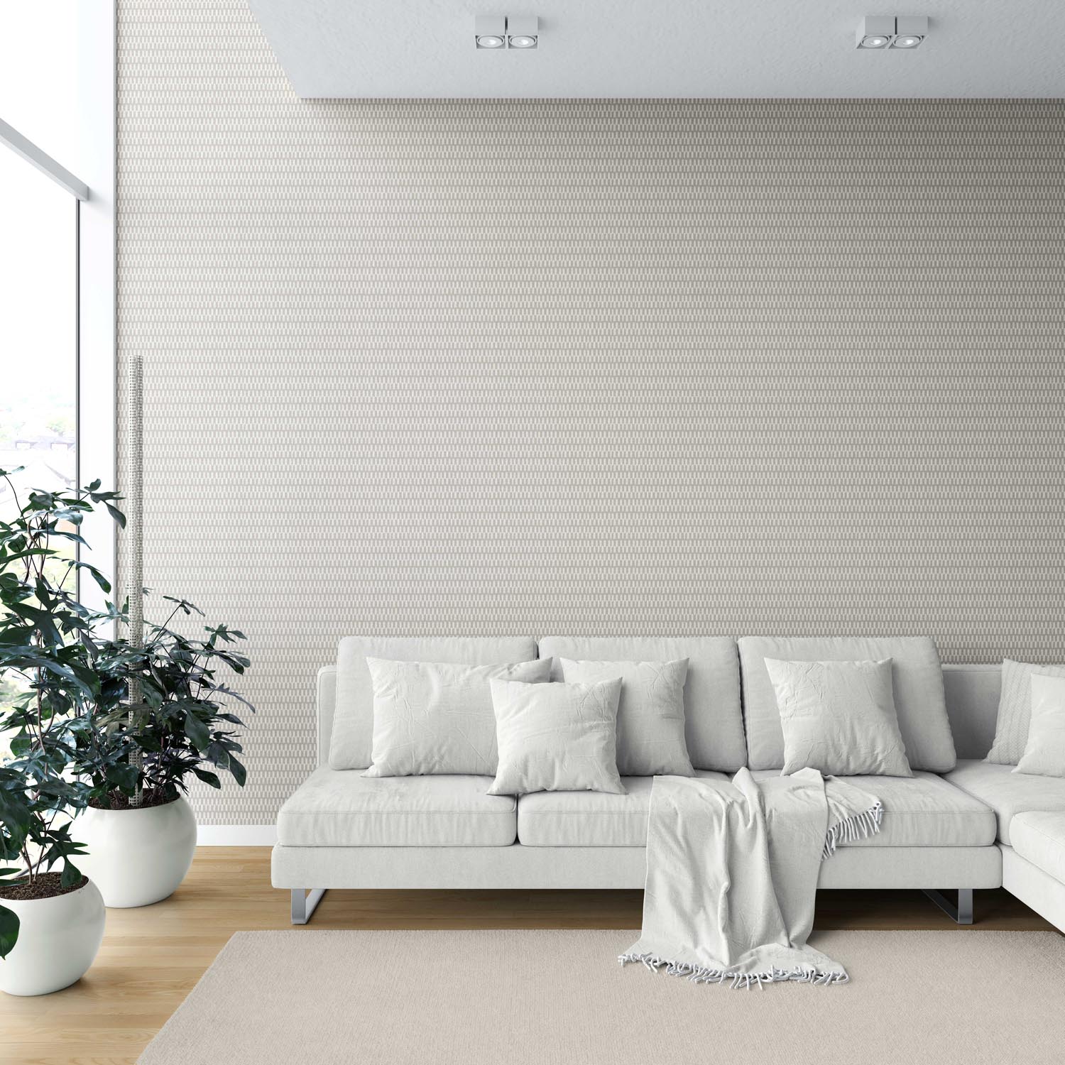 Modern Neutral-Toned/ Micro-Patterned Shower Toilet Wallpaper Sample (Gray/ Greige)