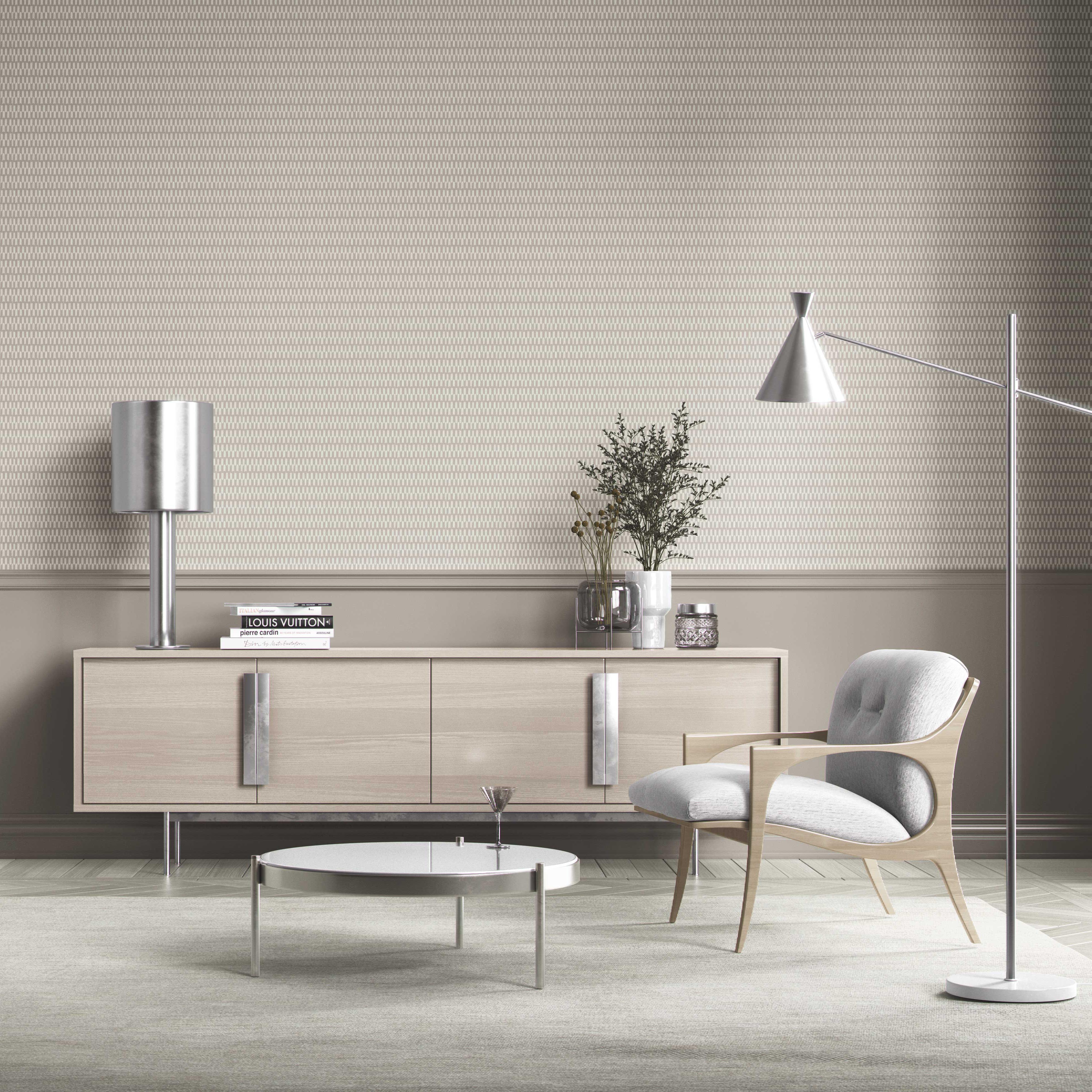 Modern Neutral-Toned/ Micro-Patterned Bathroom Wallpaper Sample (Gray/ Greige)