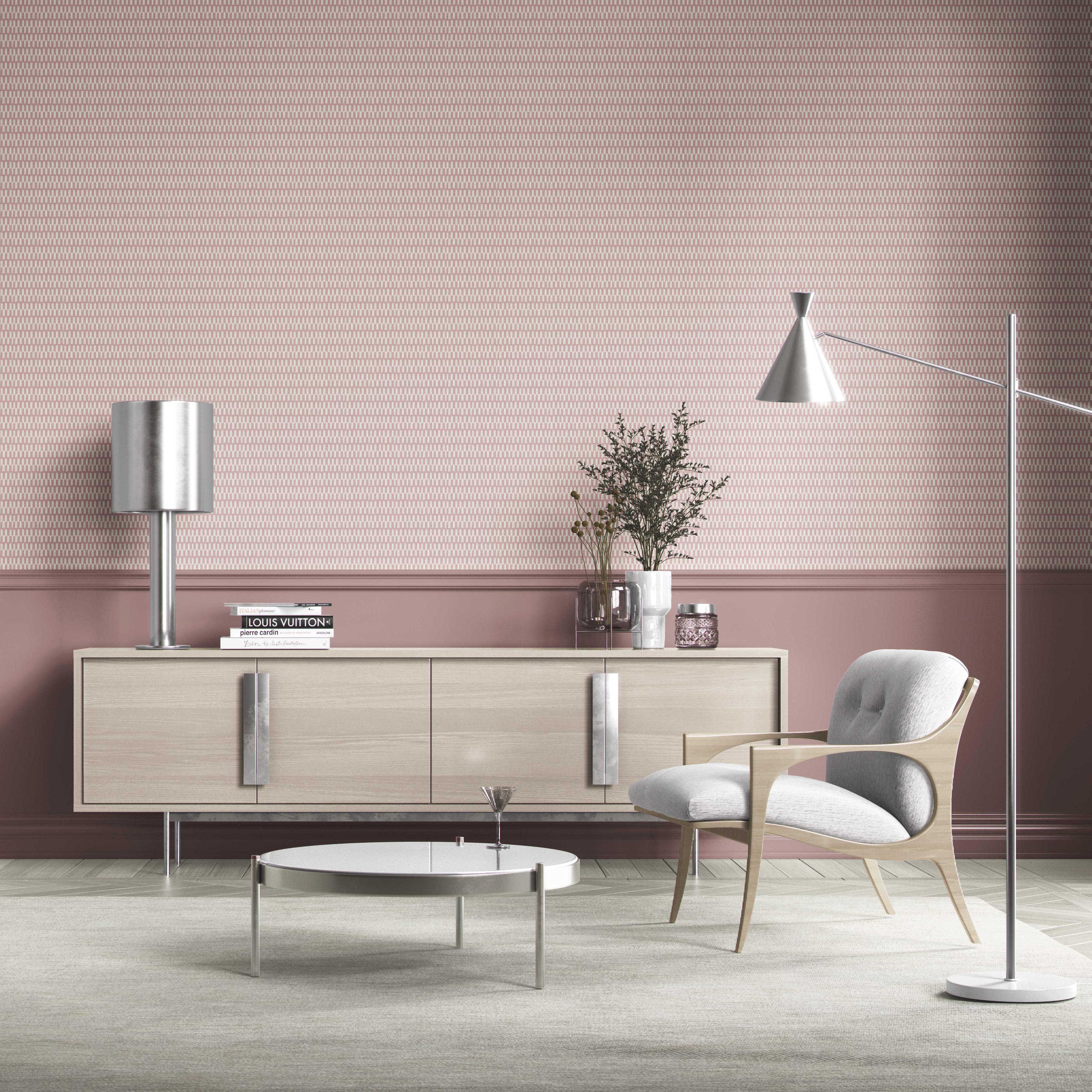 Modern Geometric Micro-Print Bathroom Wallpaper Sample (Pink/ White)