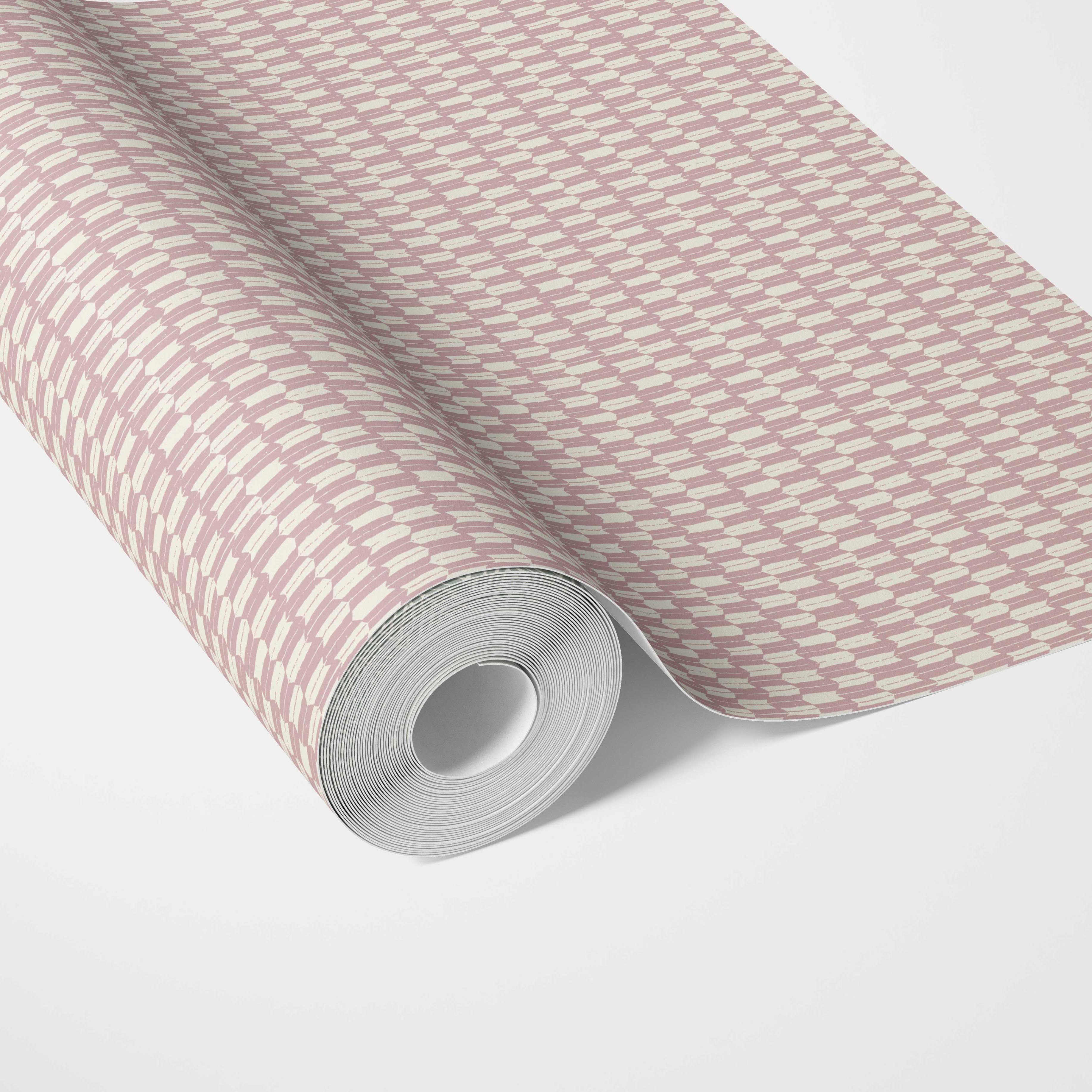 Modern Geometric Micro-Print Traditional Wallpaper Sample (Pink/ White)