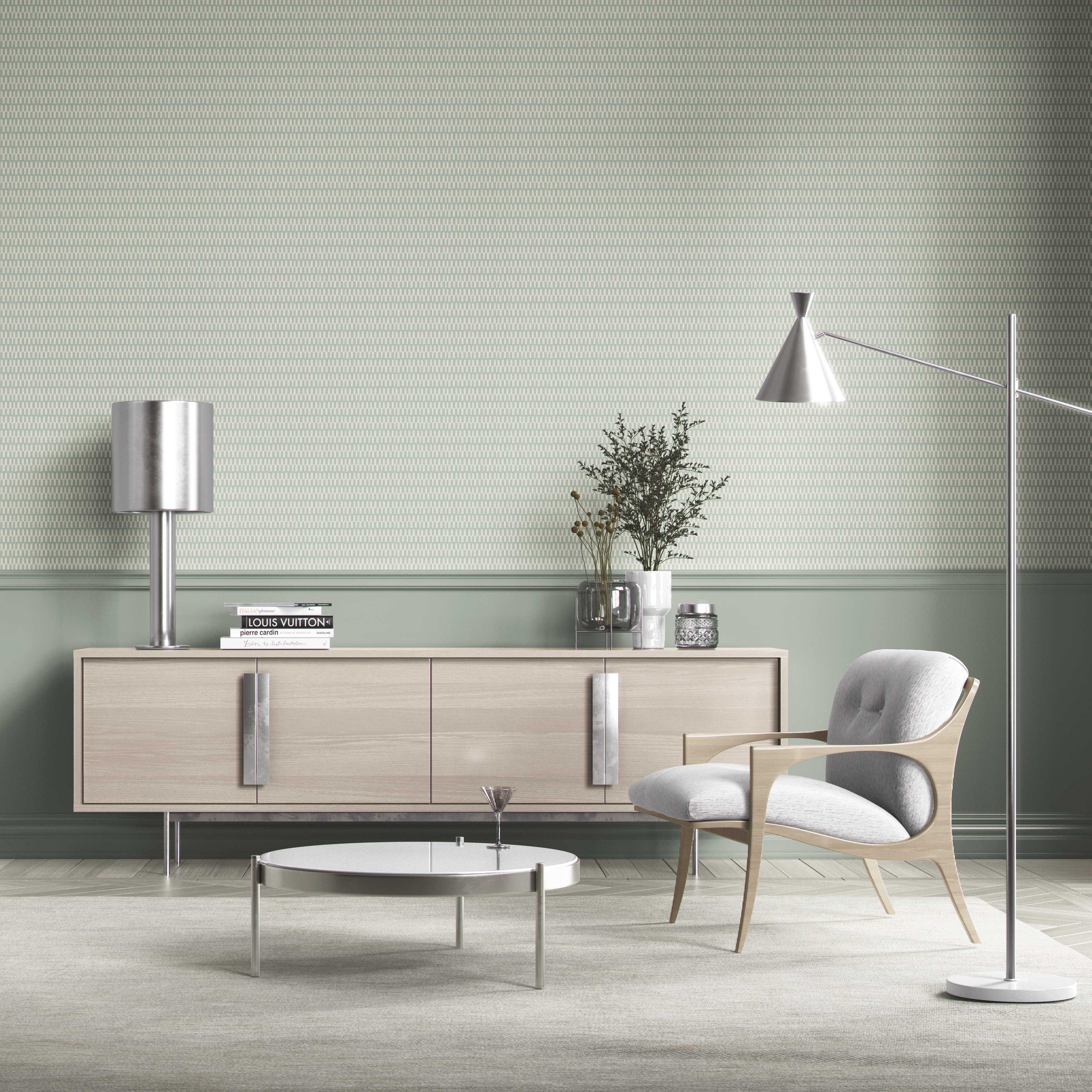 Modern Geometric Micro-Print Bathroom Wallpaper (Duck Egg Blue/ White)