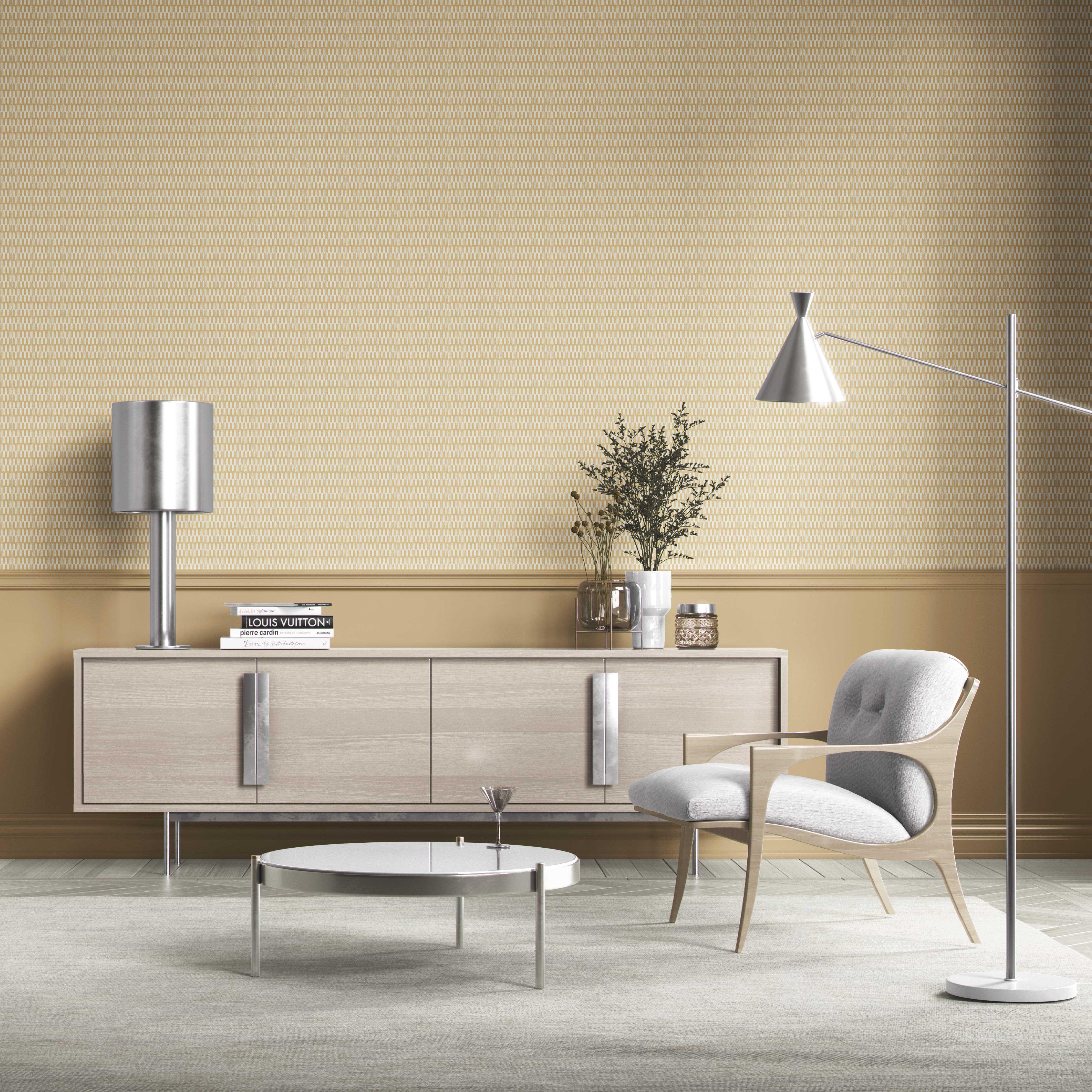 Modern Geometric Micro-Print Bathroom Wallpaper (Yellow/ White)