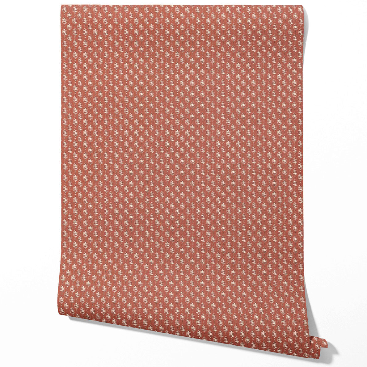Textured Teardrop/ Paisley Block Print Kitchen Wallpaper Sample (Red/ White)