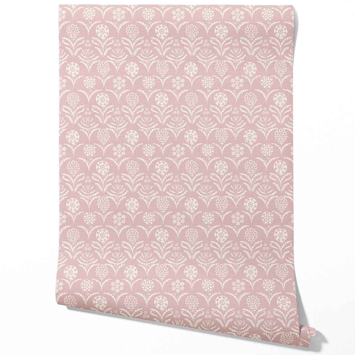 Modern Floral Botanical Traditional Wallpaper (Pink/ White)
