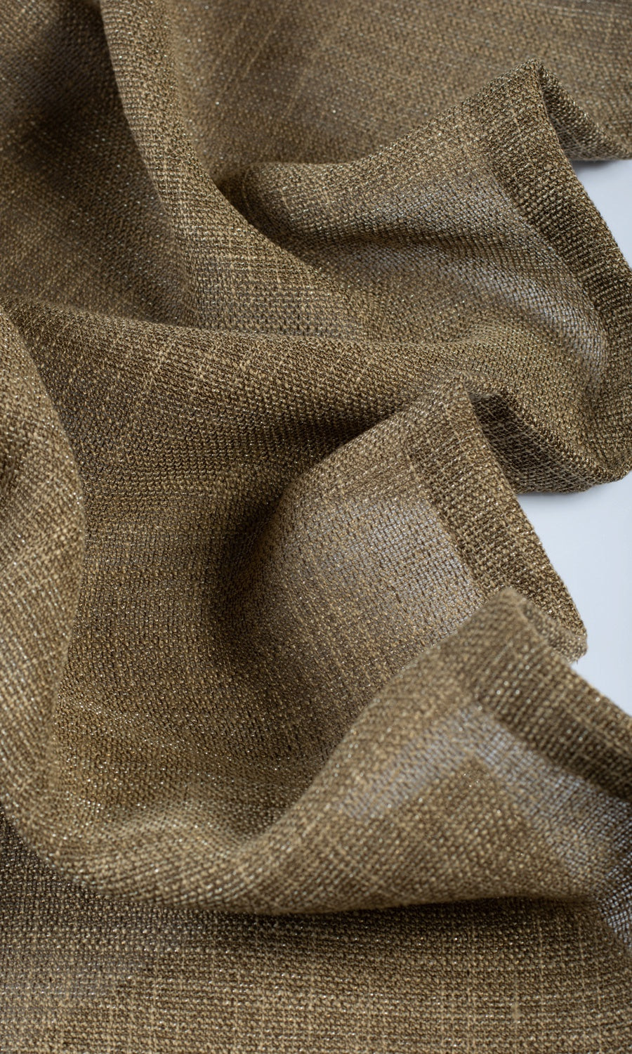 Textured Sheer Free Fabric Material Sample (Cedar Brown)