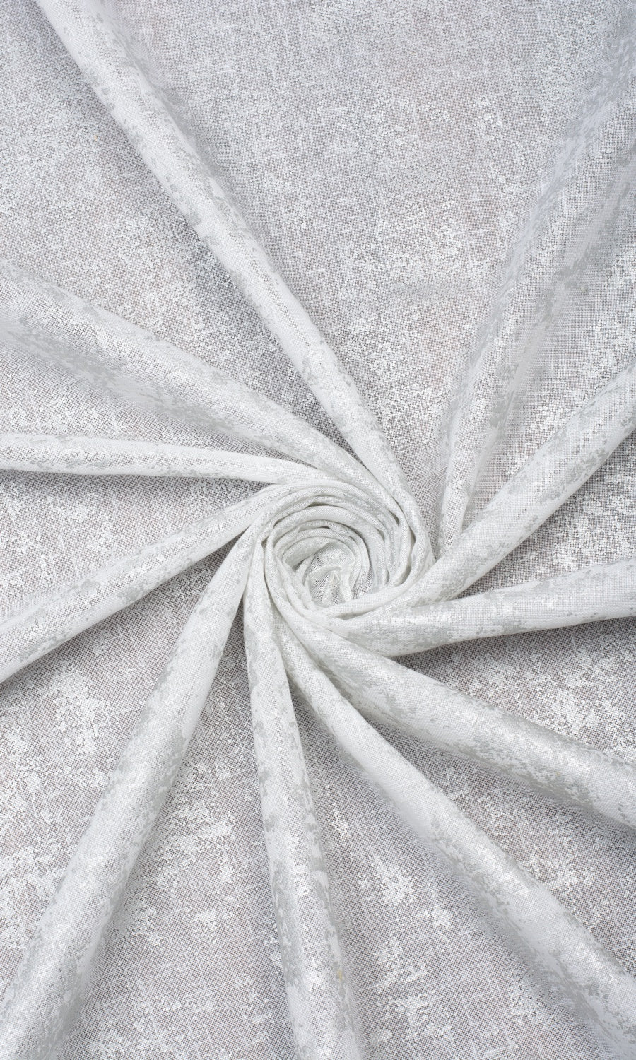 Metallic Accents Semi-Sheer Fabric Material By the Yard (White)