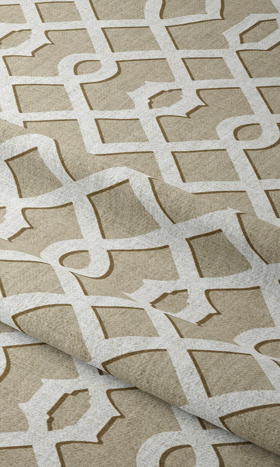 Trellis Patterned Free Fabric Material Sample (Beige & White)