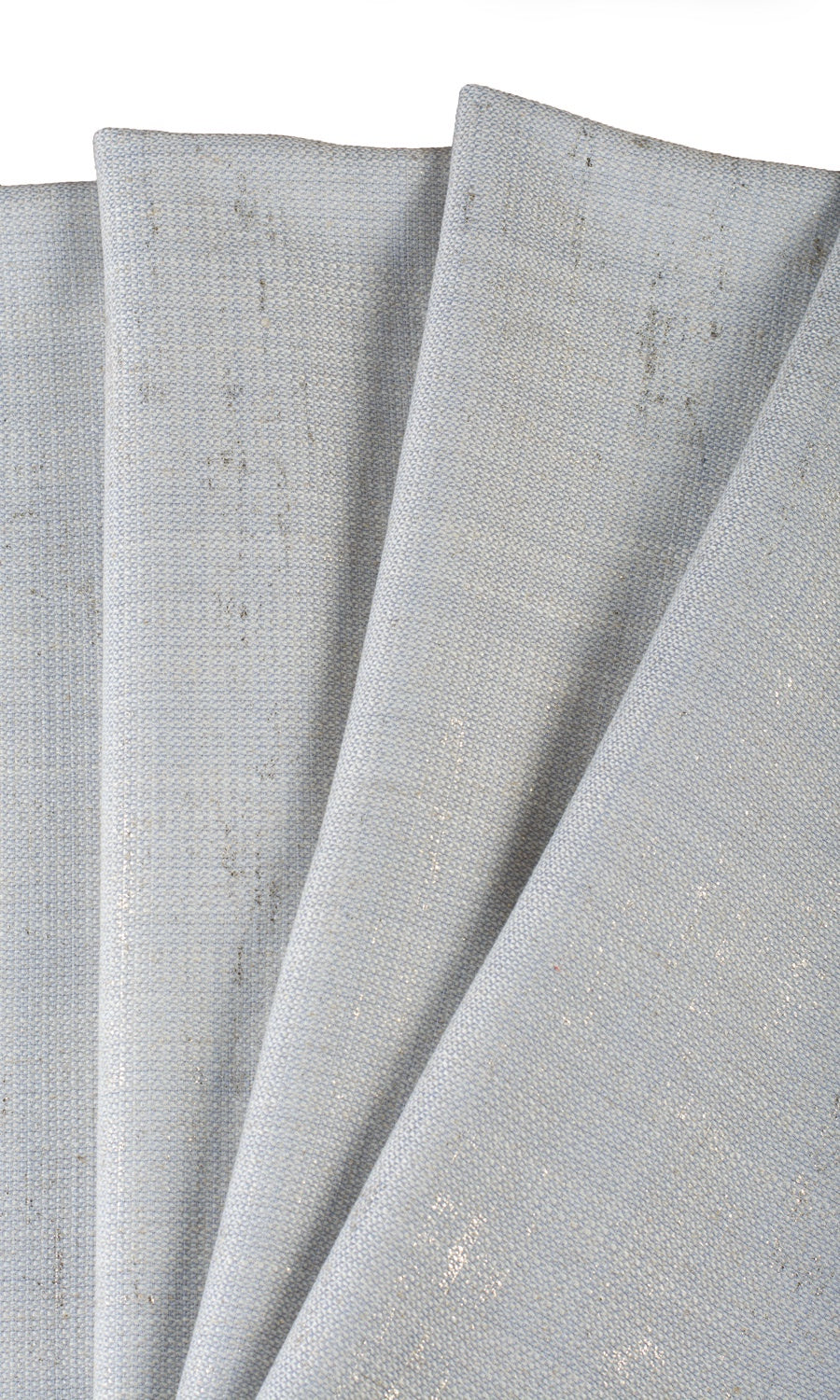 Metallic Accents Linen Blend Free Fabric Material Sample (Gray-Blue)