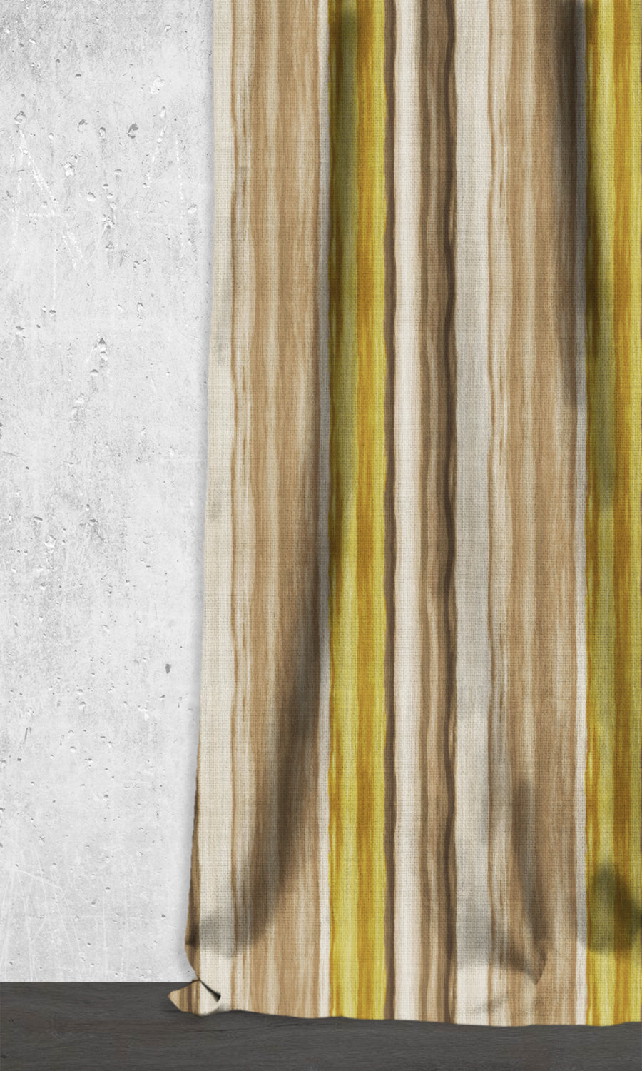 Modern Striped Window Treatments Fabric Sample (Yellow/ Brown)