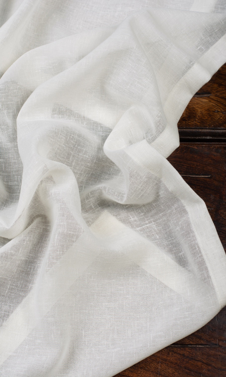 Plain Linen-Texture Sheer Home Décor Fabric By the Yard (White)