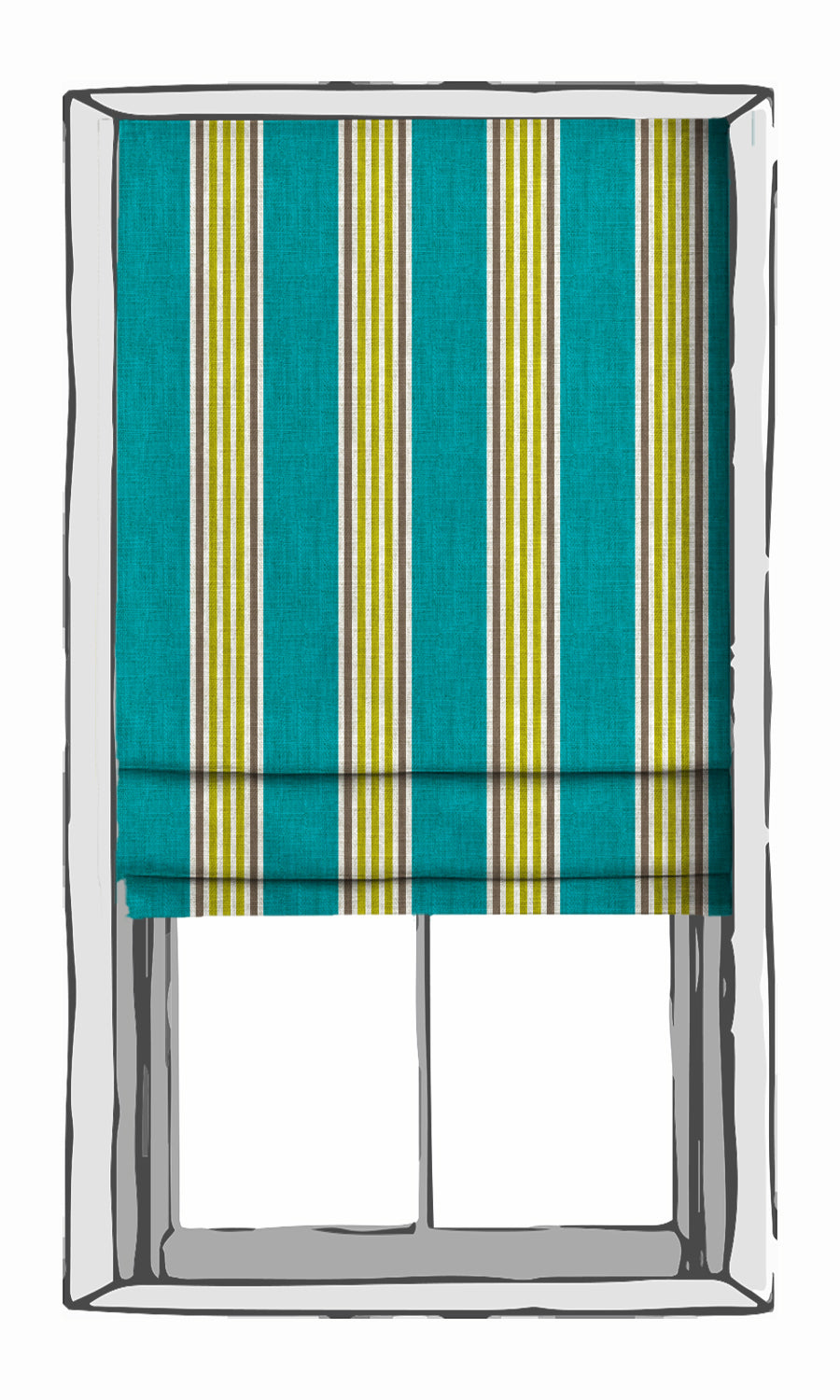 Modern Striped Window Treatments Fabric Sample (Blue/ Green)