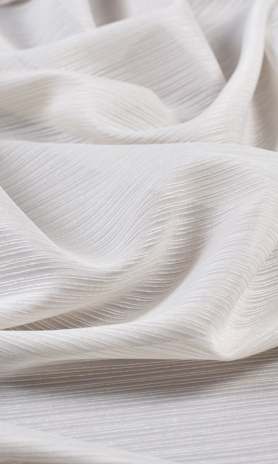 Striped Sheer Fabric By the Yard for Curtains & Drapes (Pearl White)