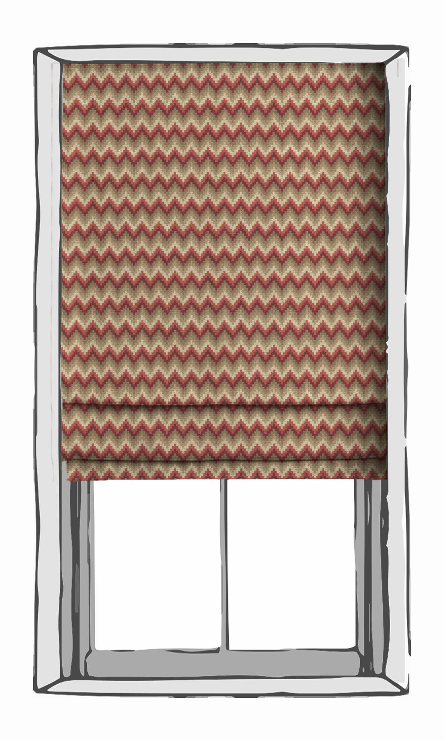 Chevron Patterned Window Treatments Fabric By the Metre (Red & Brown)
