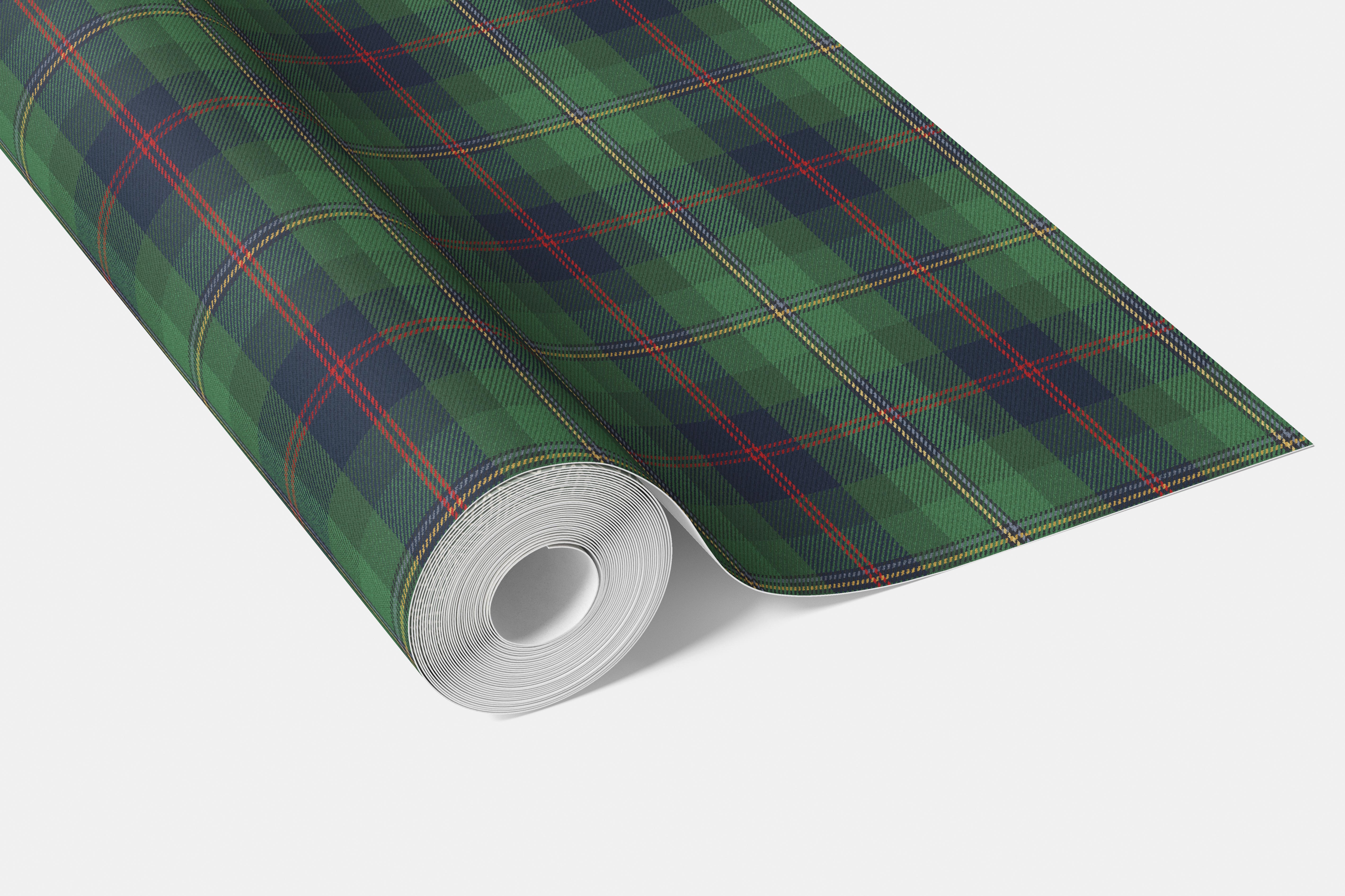 Geometric Plaid Checkered Bathroom Wallpaper (Green/ Navy Blue/ Red/ Yellow)