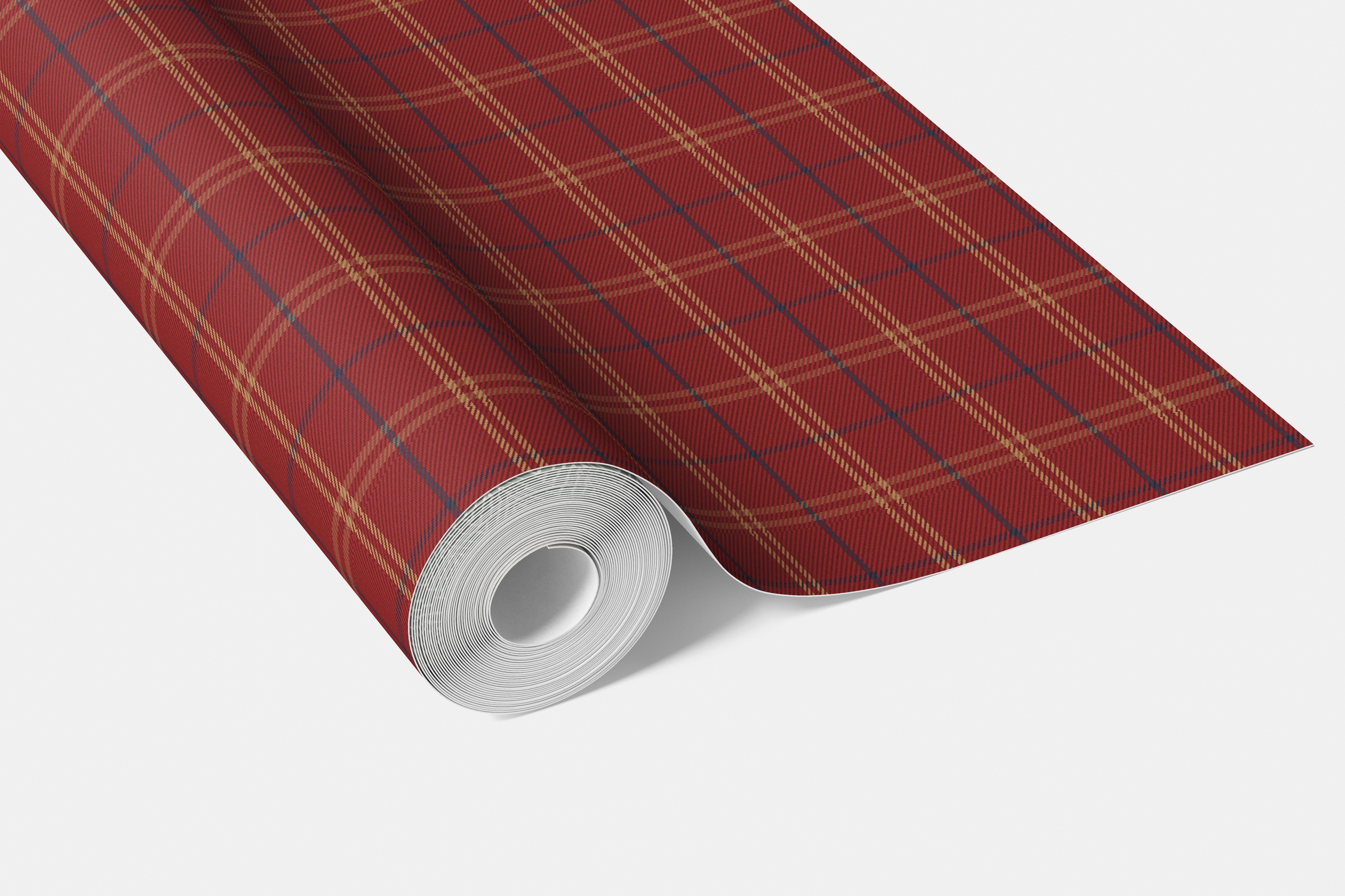 Geometric Plaid Checkered Bathroom Wallpaper (Red/ Yellow/ Blue)