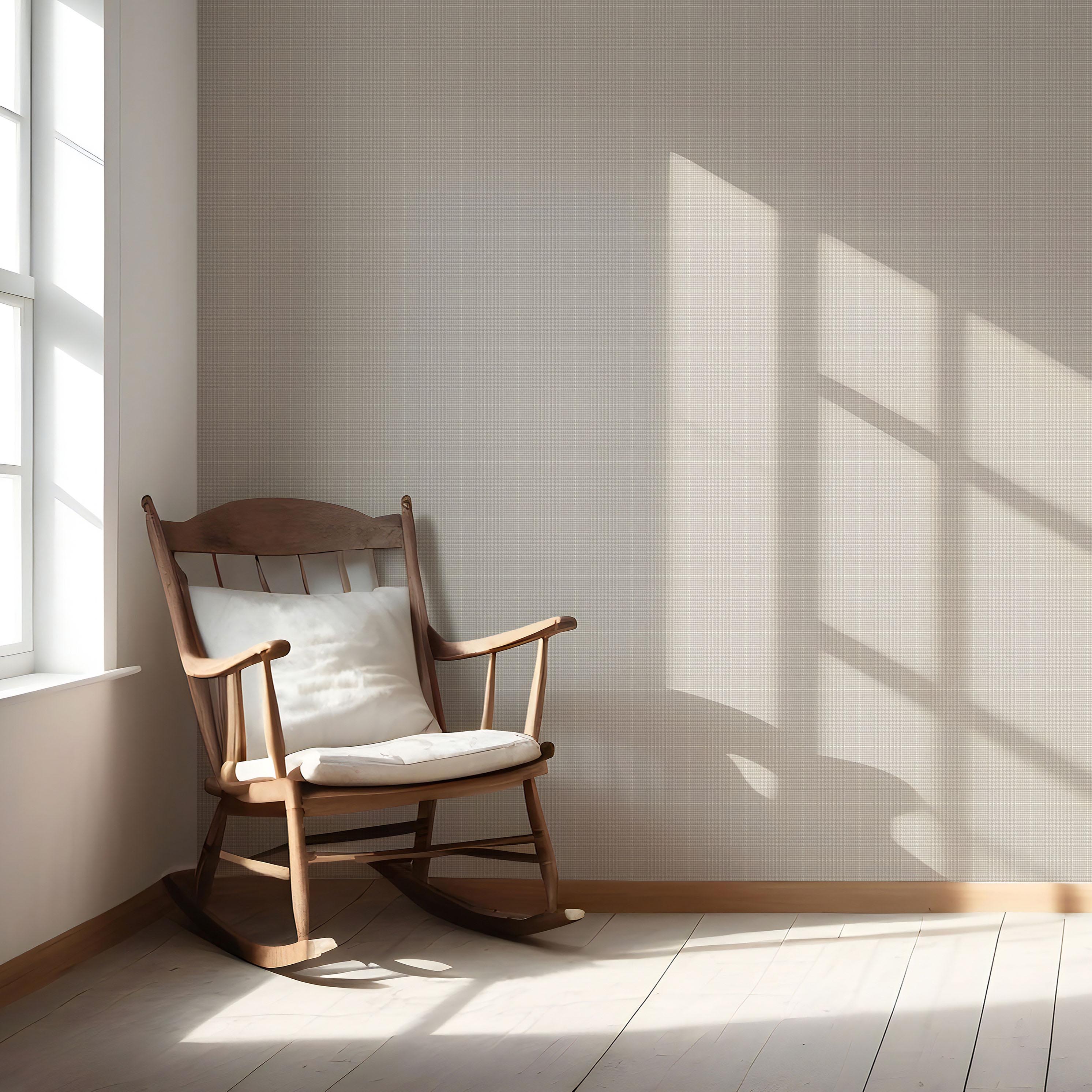 Plain/ Textured Check Nursery Wallpaper Sample (Gray/ Greige/ Soft Taupe)