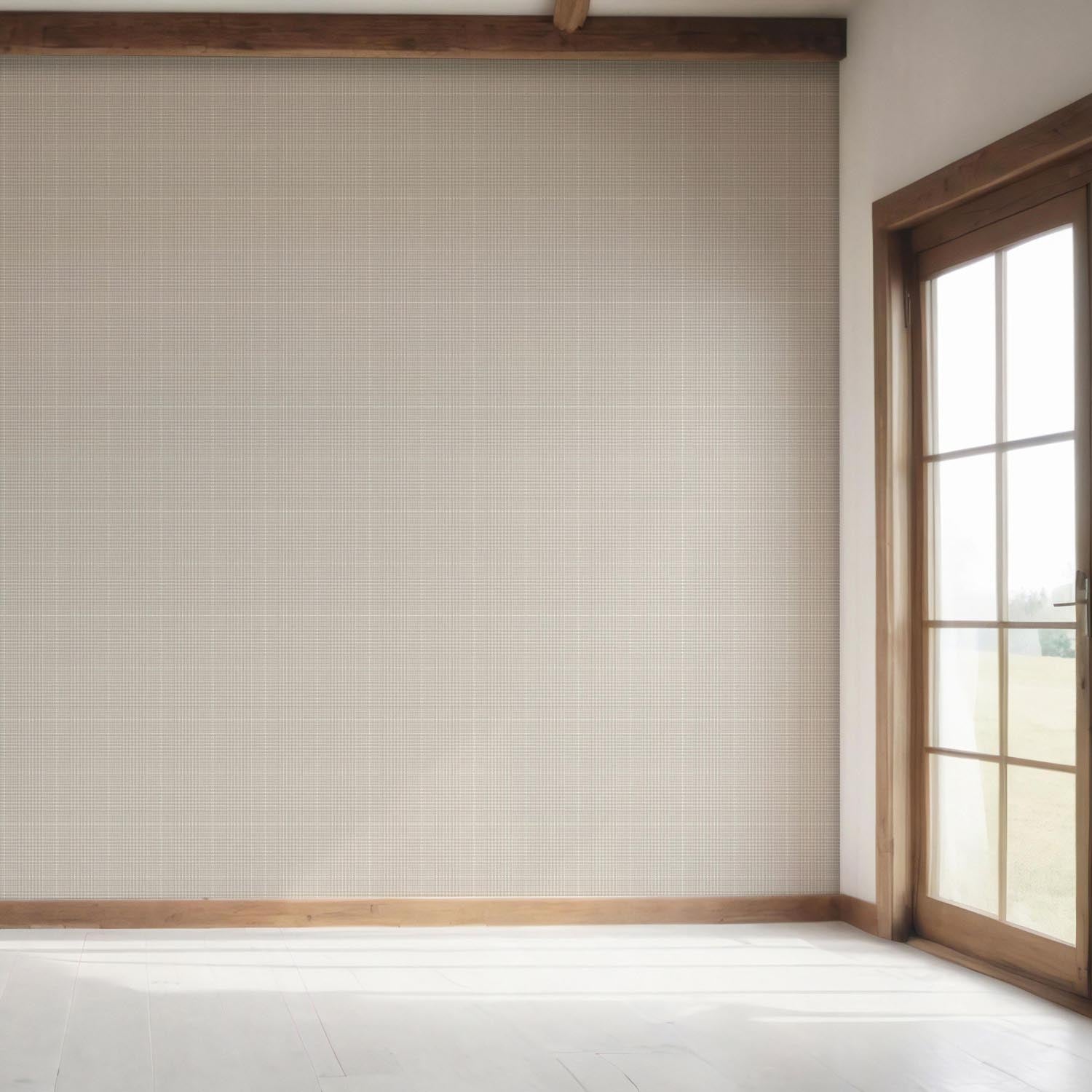 Plain/ Textured Check Bedroom Wallpaper (Gray/ Greige/ Soft Taupe)