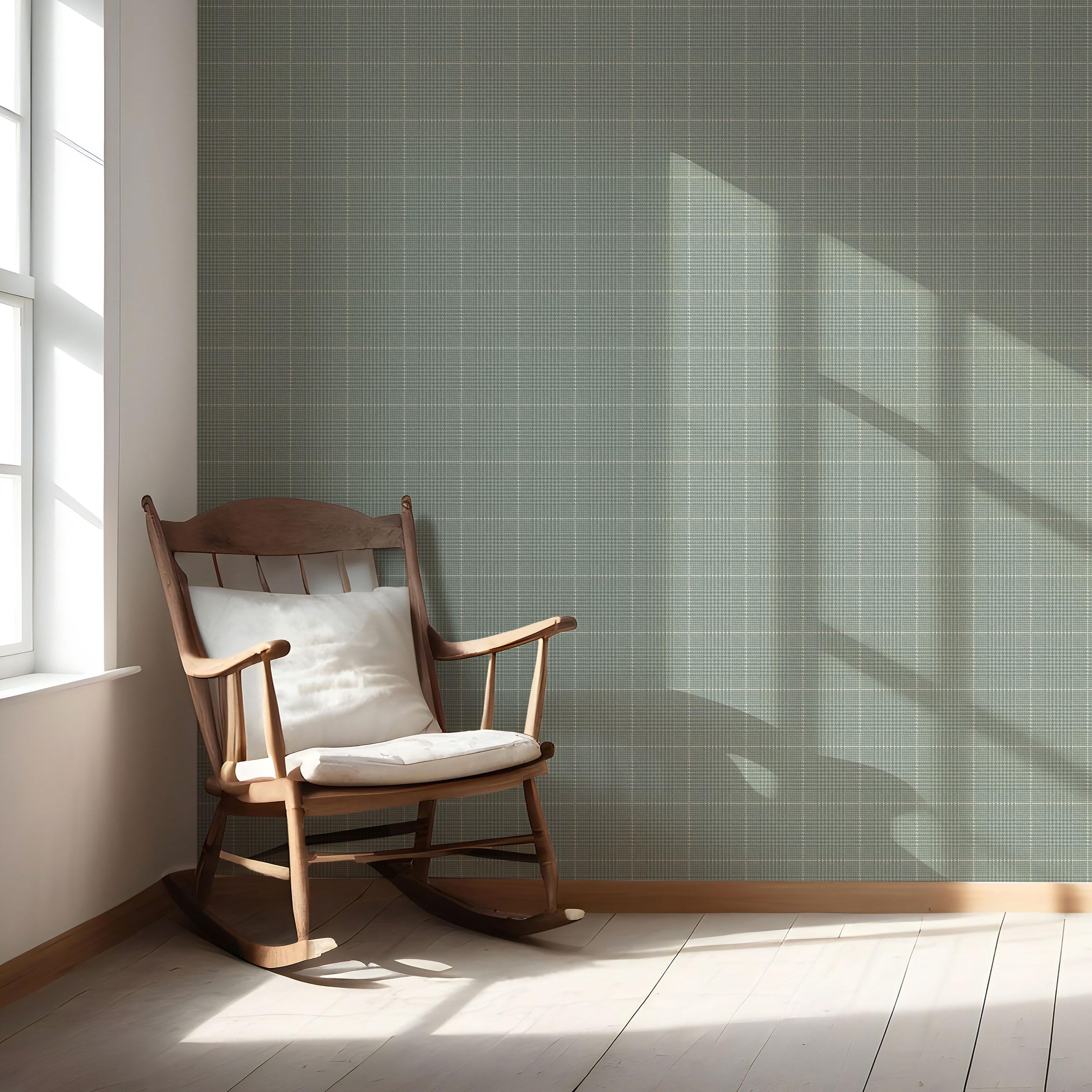 Plain/ Textured Check Nursery Wallpaper (Sage Green)
