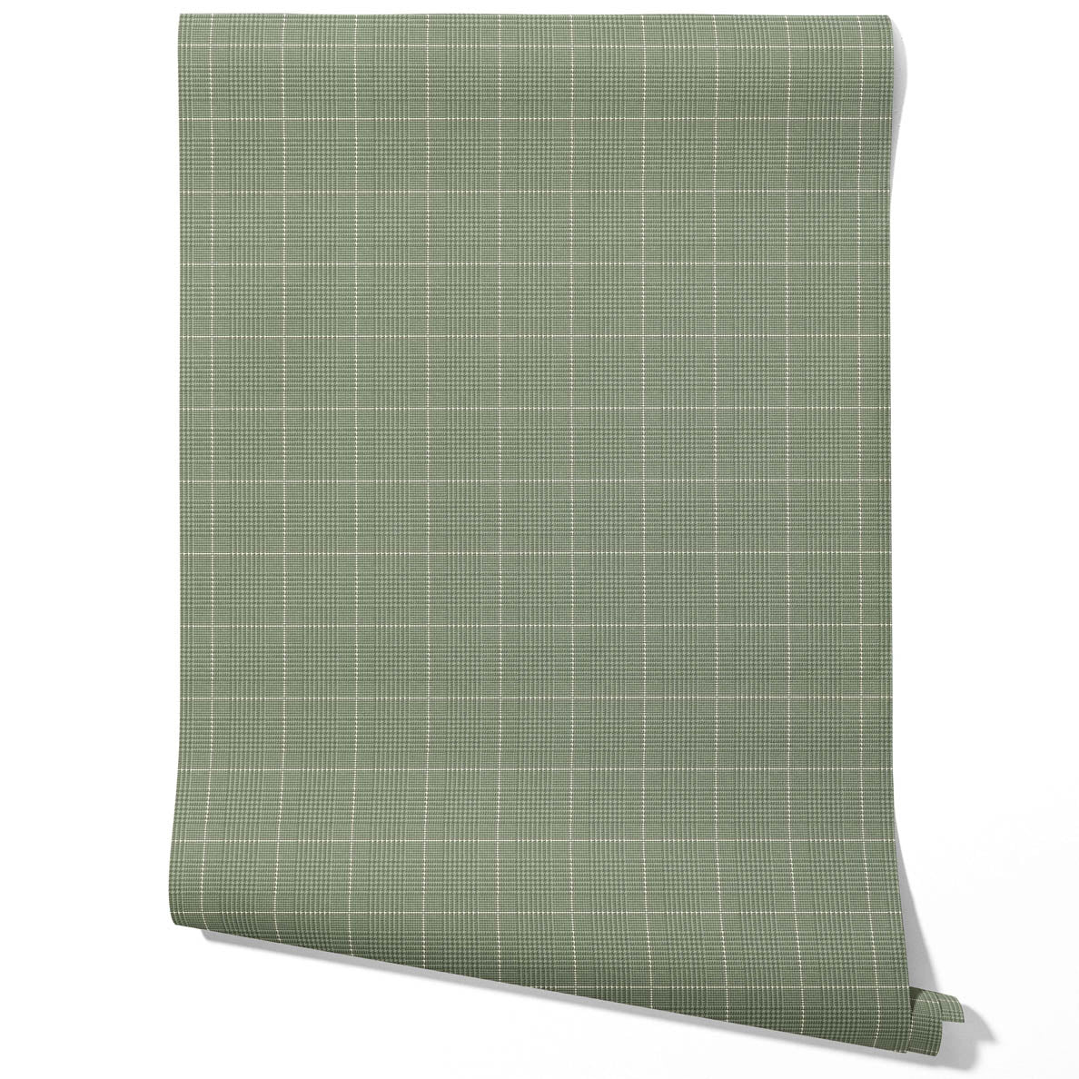 Plain/ Textured Check Bathroom Wallpaper Sample (Gray-Green)