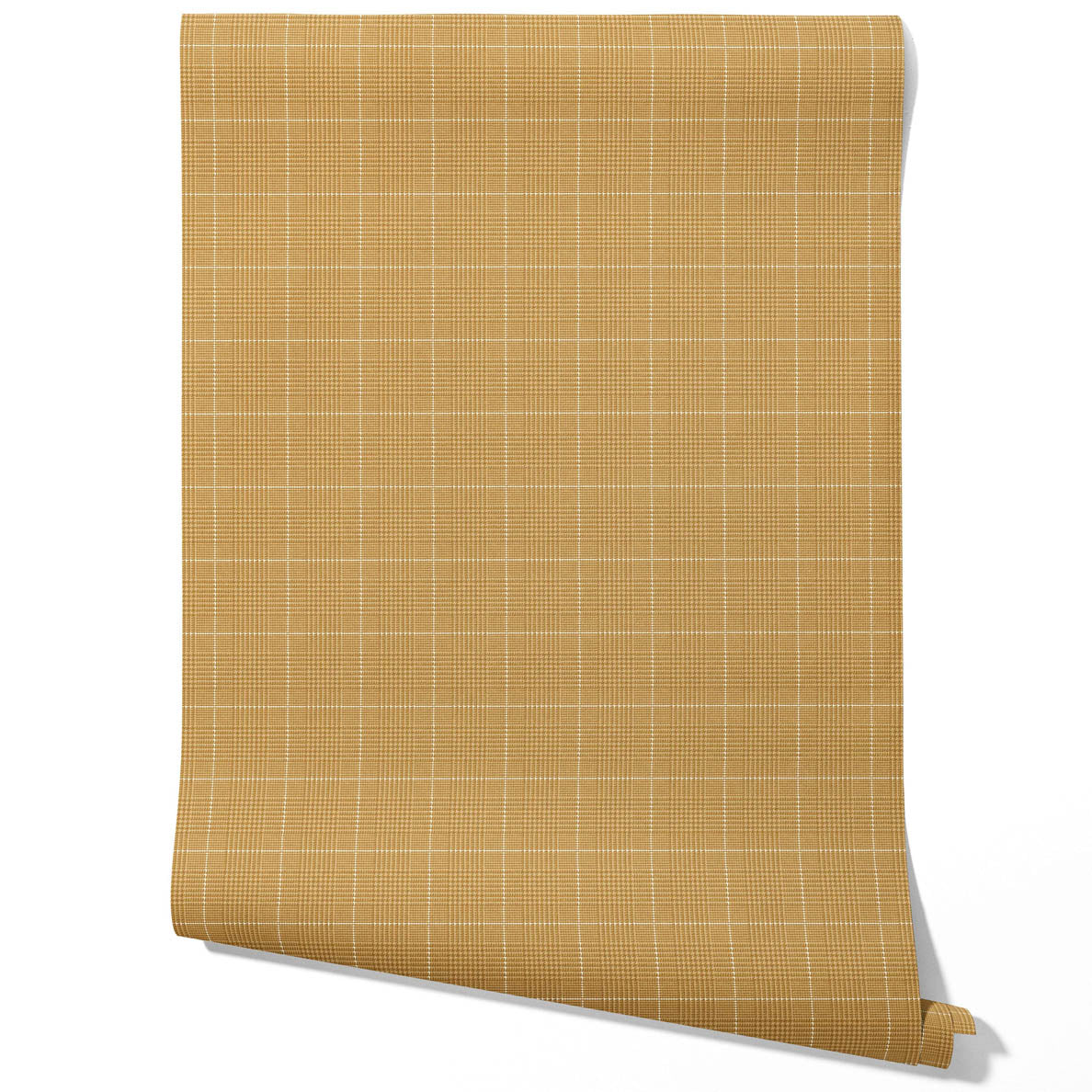 Plain/ Textured Check Bathroom Wallpaper Sample (Honey Yellow)