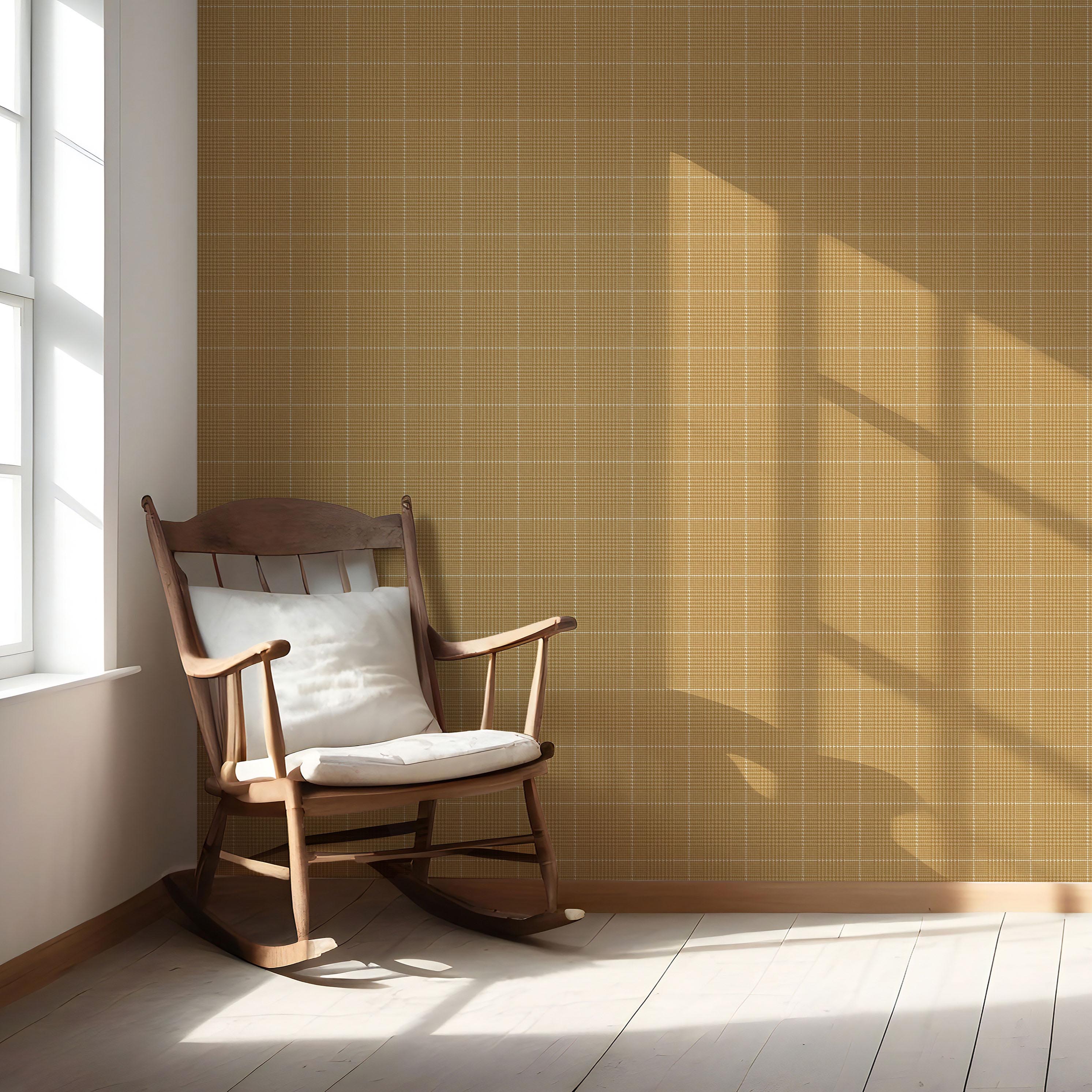 Plain/ Textured Check Nursery Wallpaper (Honey Yellow)