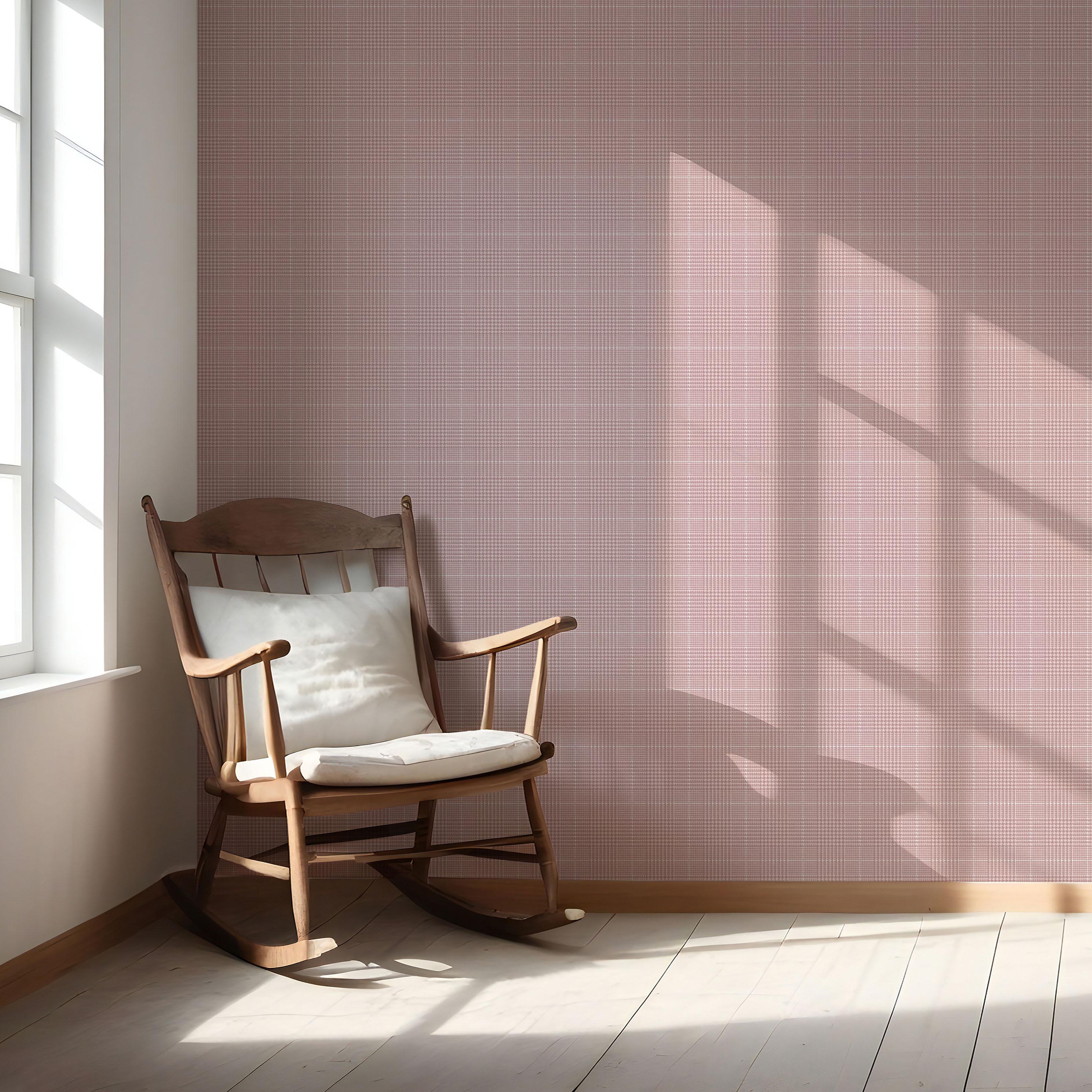 Plain/ Textured Check Nursery Wallpaper (Pink)