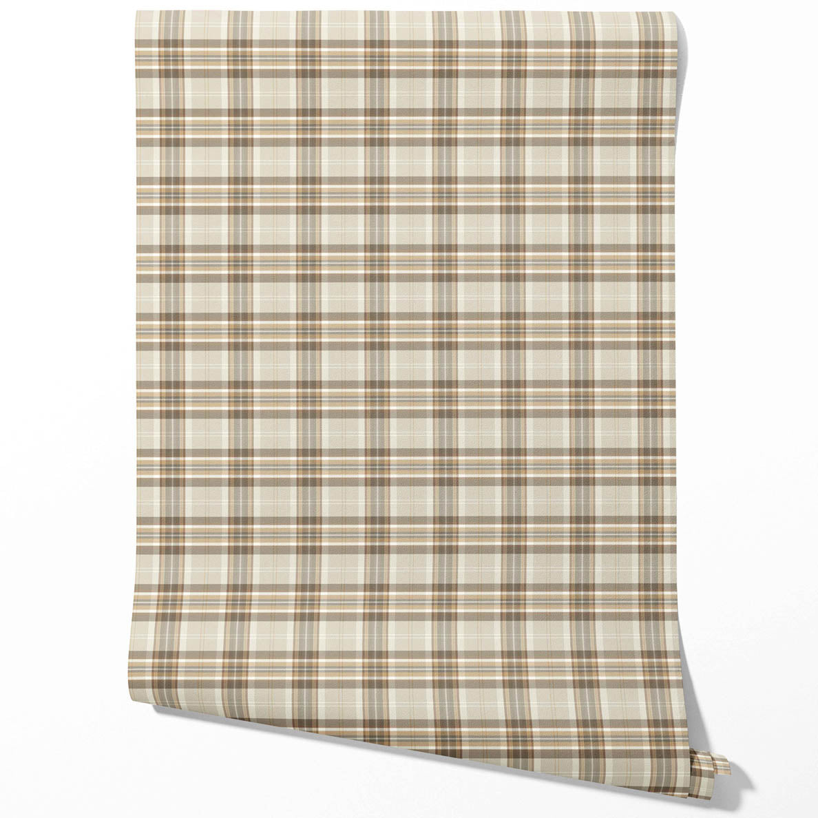Neutral Geometric Plaid Checkered Traditional Wallpaper Sample (Greige/ Brown/ Cream/ Warm Gray)