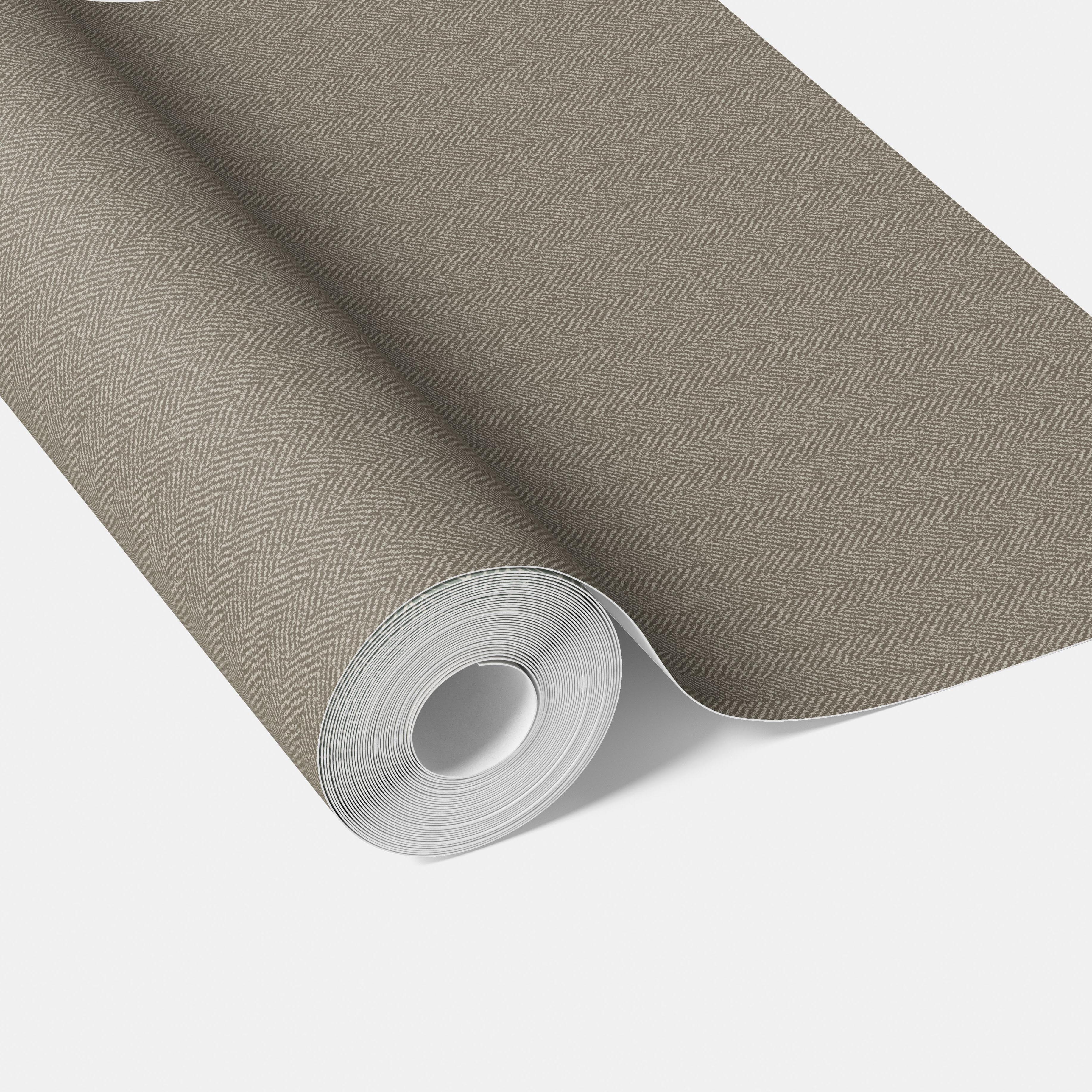Neutral Herringbone Textured Traditional Wallpaper Sample (Brown/ Warm Gray)